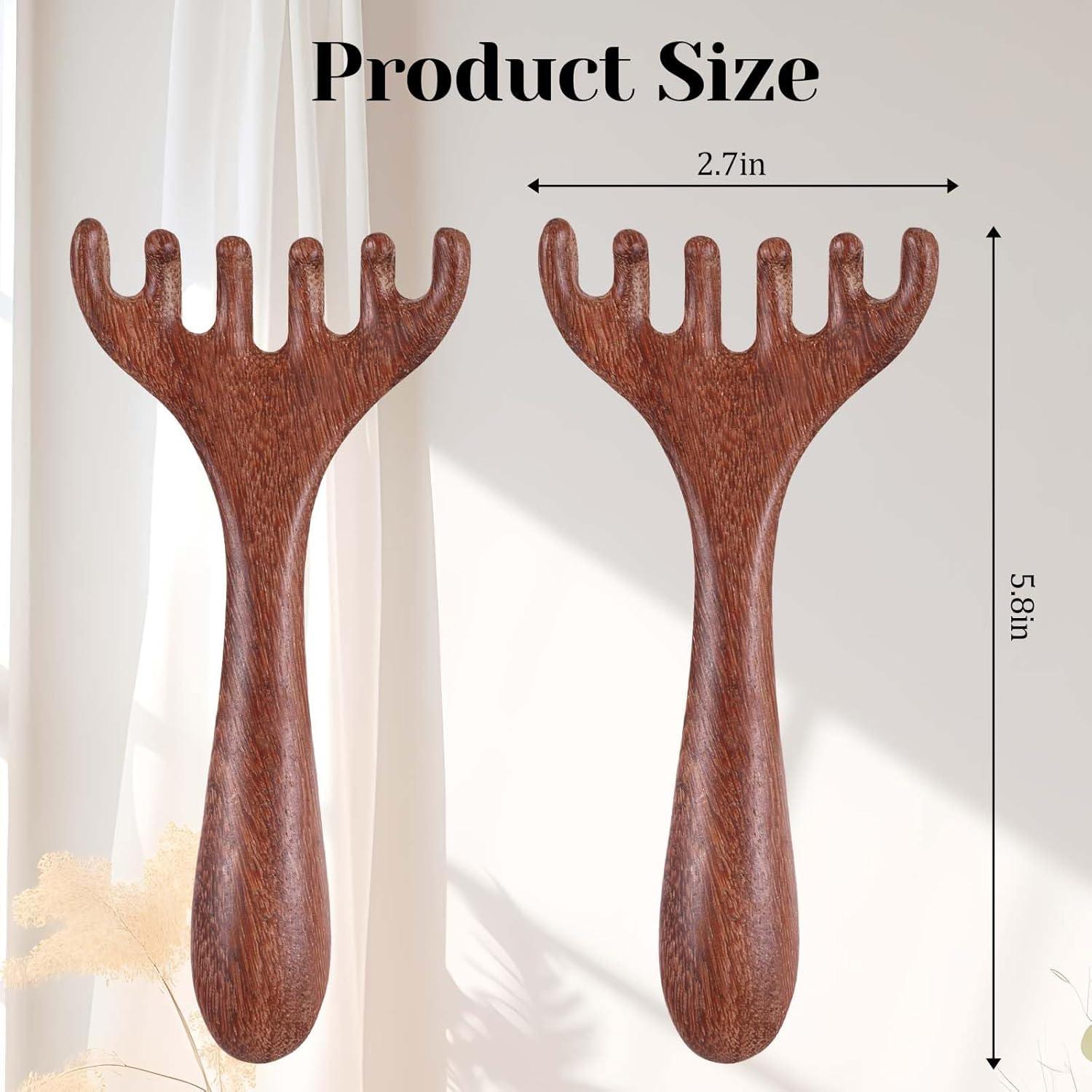 Peine de Masaje de Sándalo Hariendny - 2 Pcs, Dientes Anchos