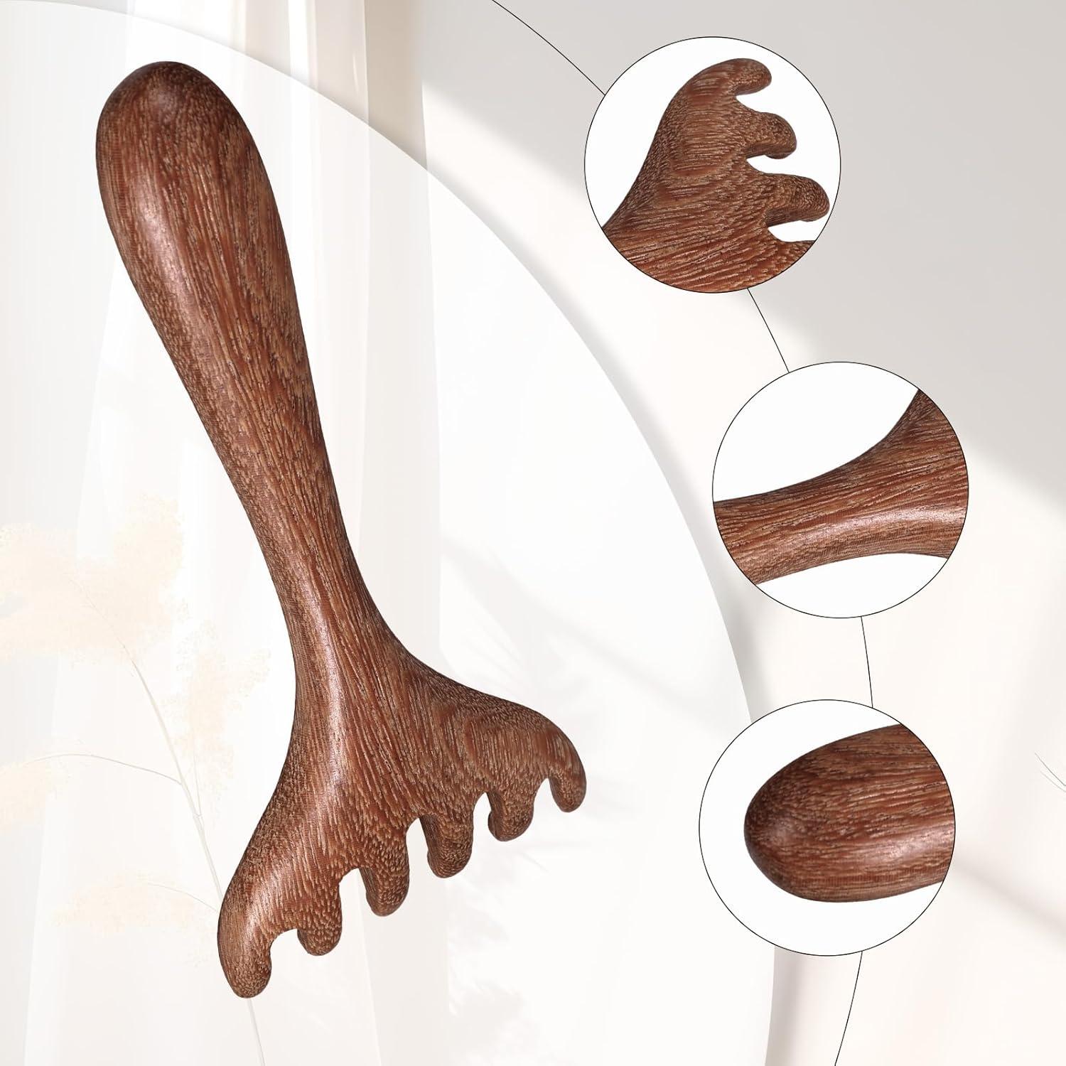 Peine de Masaje de Sándalo Hariendny - 2 Pcs, Dientes Anchos