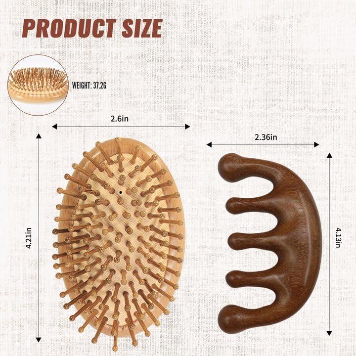 Masajeador de Cuero Cabelludo de Bambú 2 Pcs Antiestático