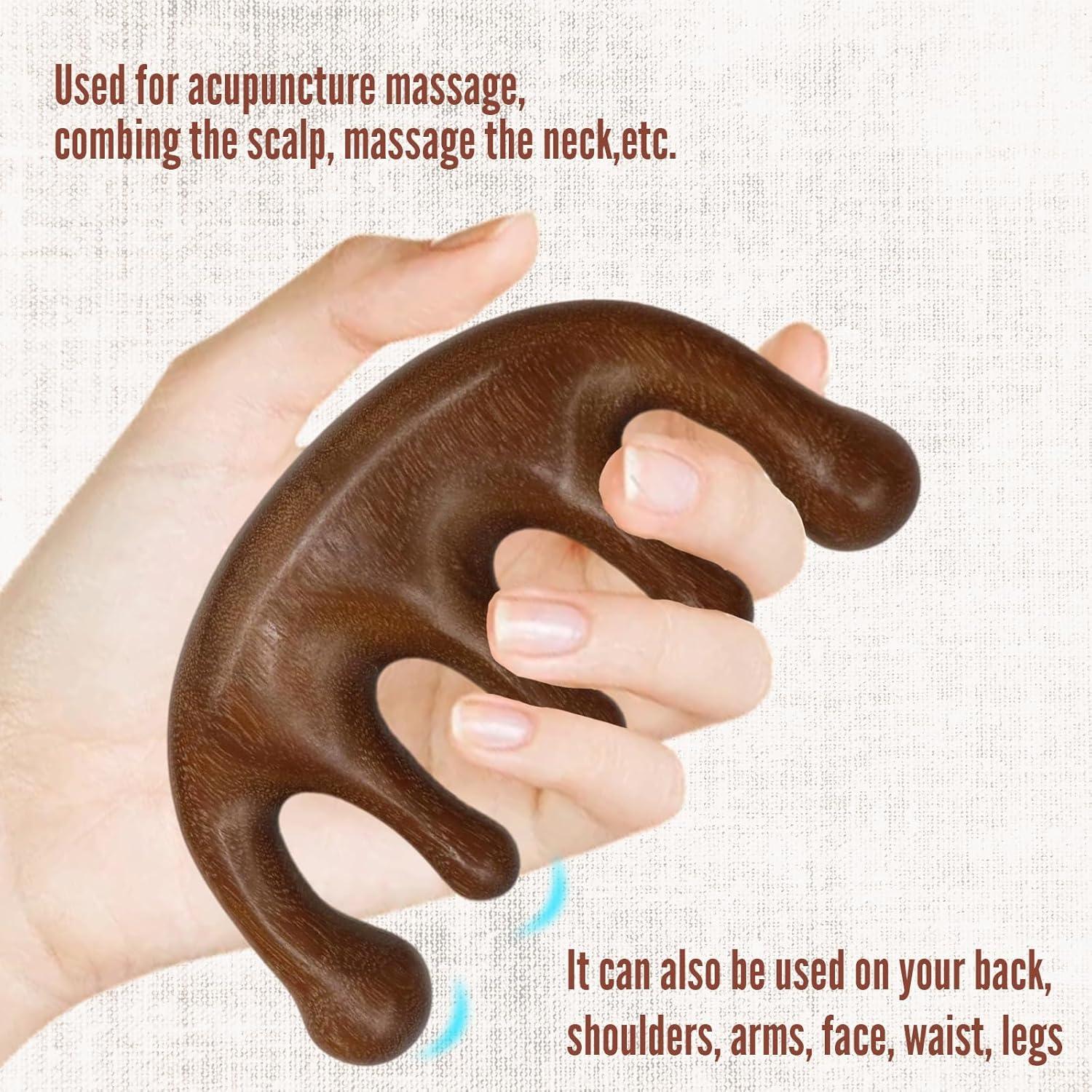 Masajeador de Cuero Cabelludo de Bambú 2 Pcs Antiestático