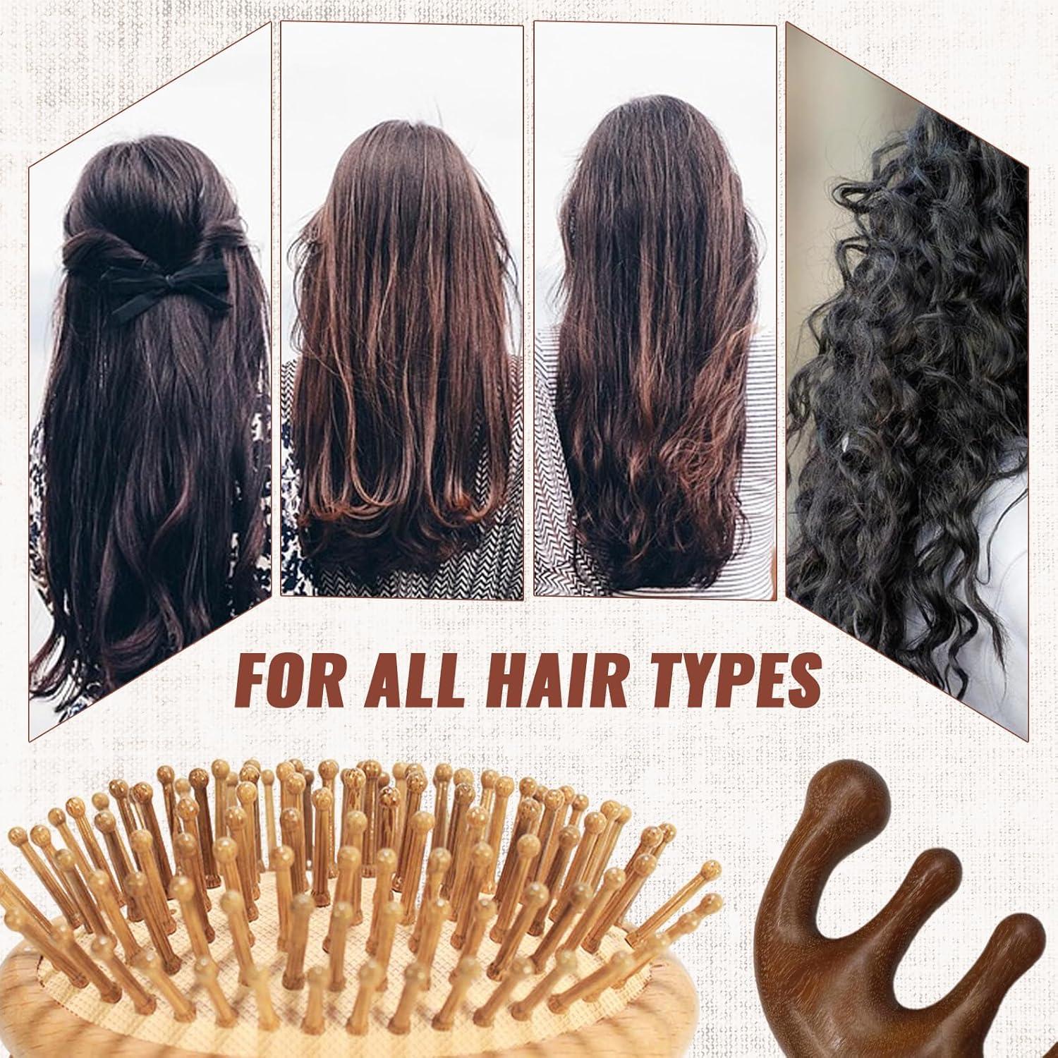 Masajeador de Cuero Cabelludo de Bambú 2 Pcs Antiestático