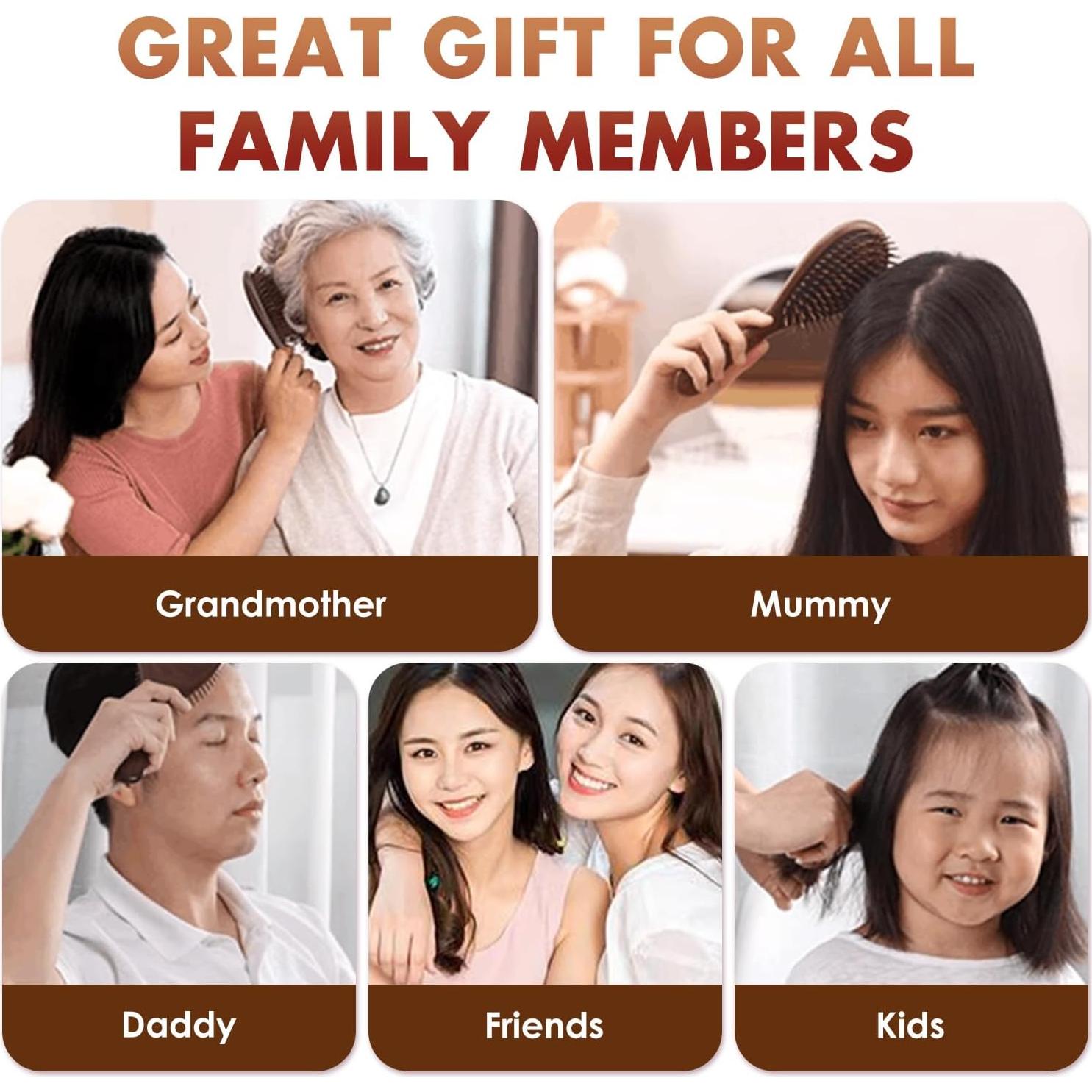 Peine de Masaje de Madera Melous para Cuero Cabelludo y Cuerpo