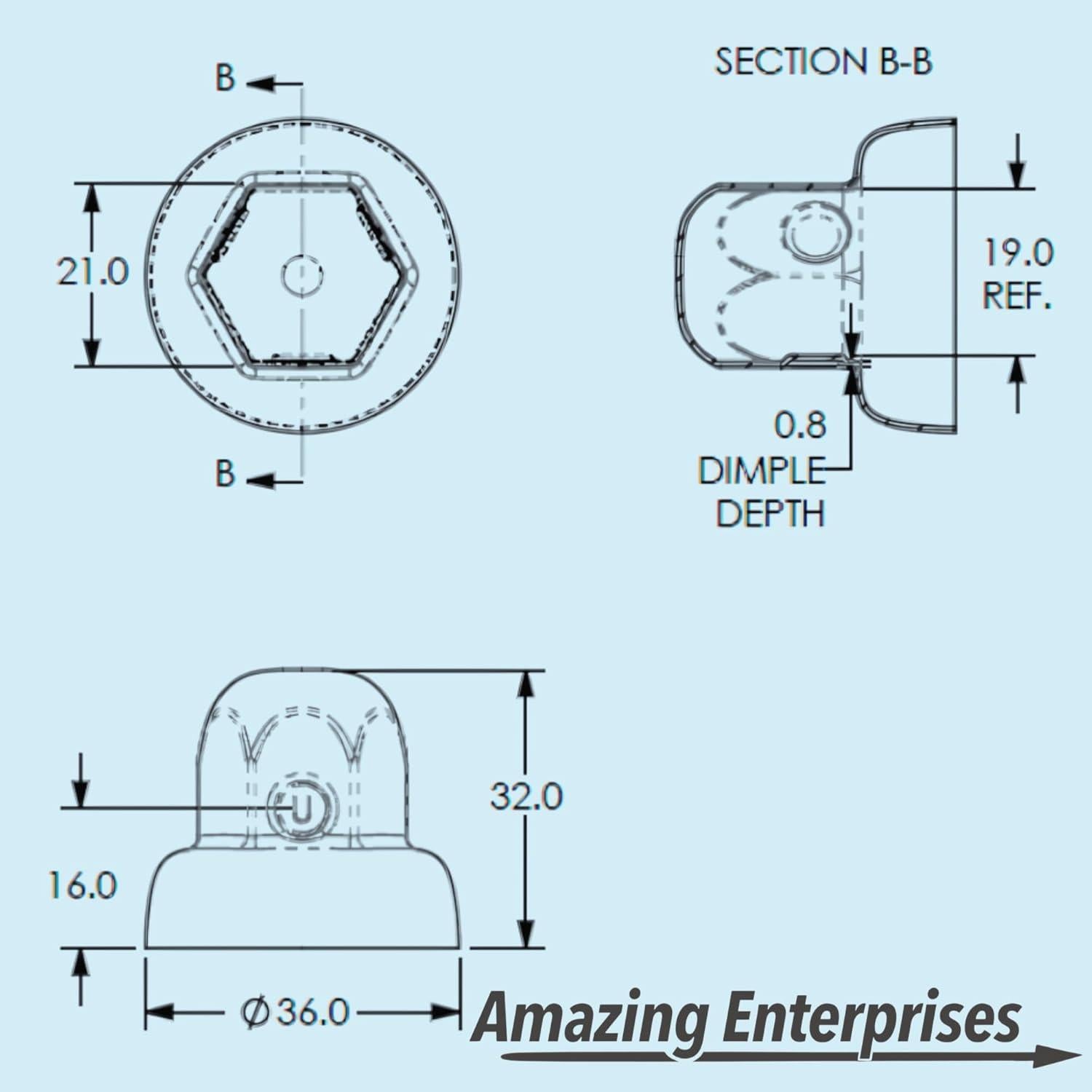 Cubiertas de Tuercas de Rueda Alcoa 19mm Acero Inoxidable (5 Pzas)