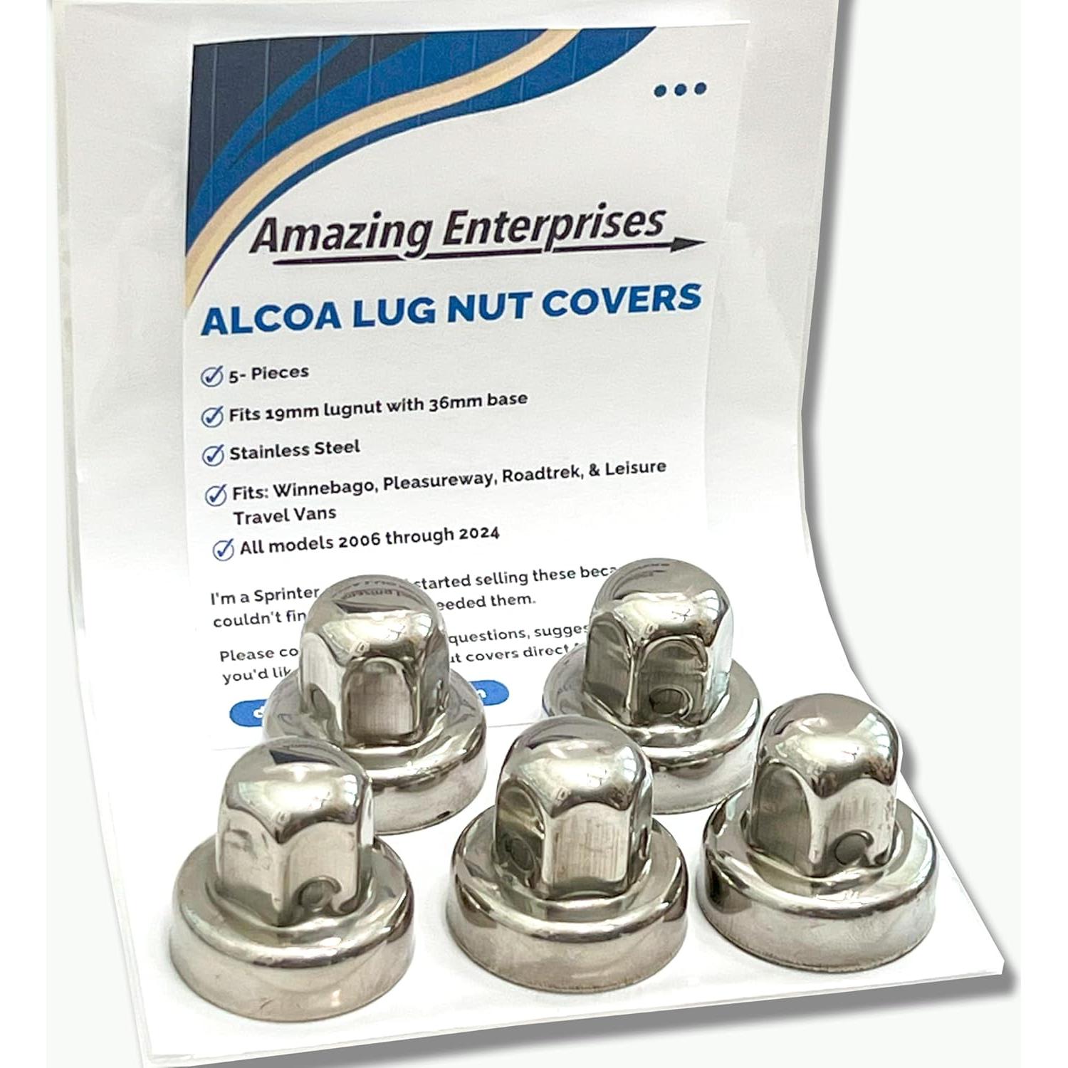Cubiertas de Tuercas de Rueda Alcoa 19mm Acero Inoxidable (5 Pzas)