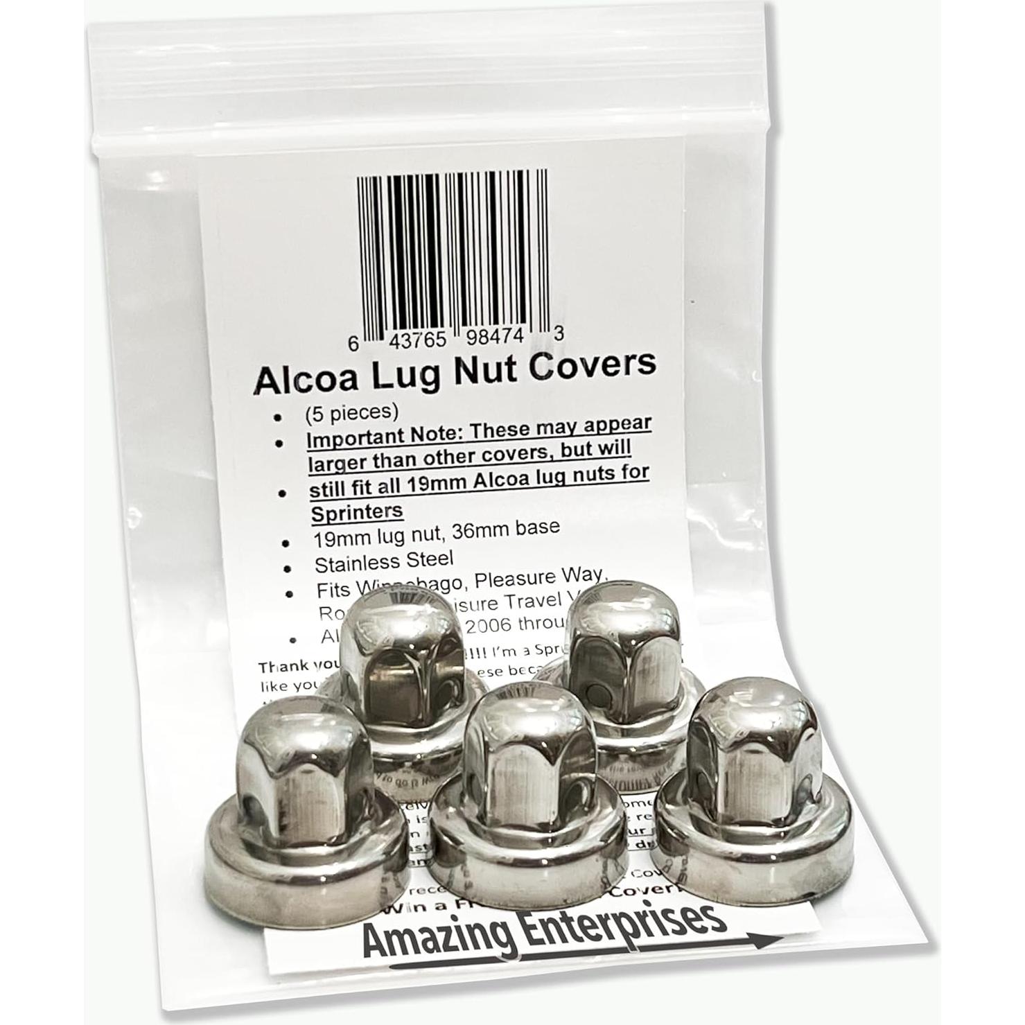 Cubiertas de Tuercas de Rueda Alcoa 19mm Acero Inoxidable (5 Pzas)