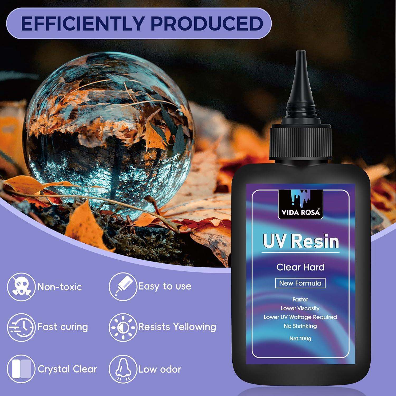 Resina UV VidaRosa 100g - Cristal Claro, Curado Rápido, Bajo Olor