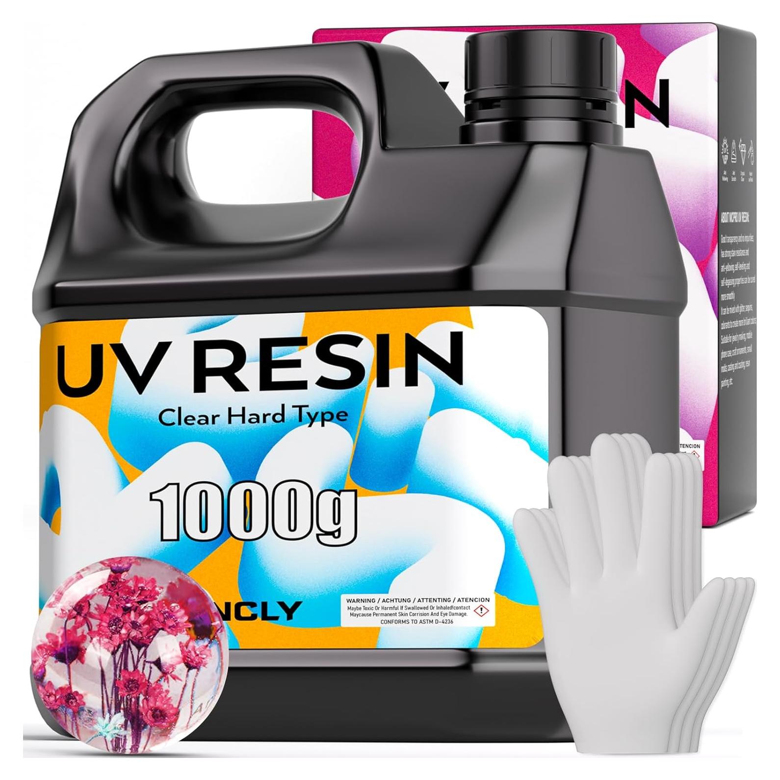 Resina UV 1000g INCLY Transparente Cristal Curado Rápido