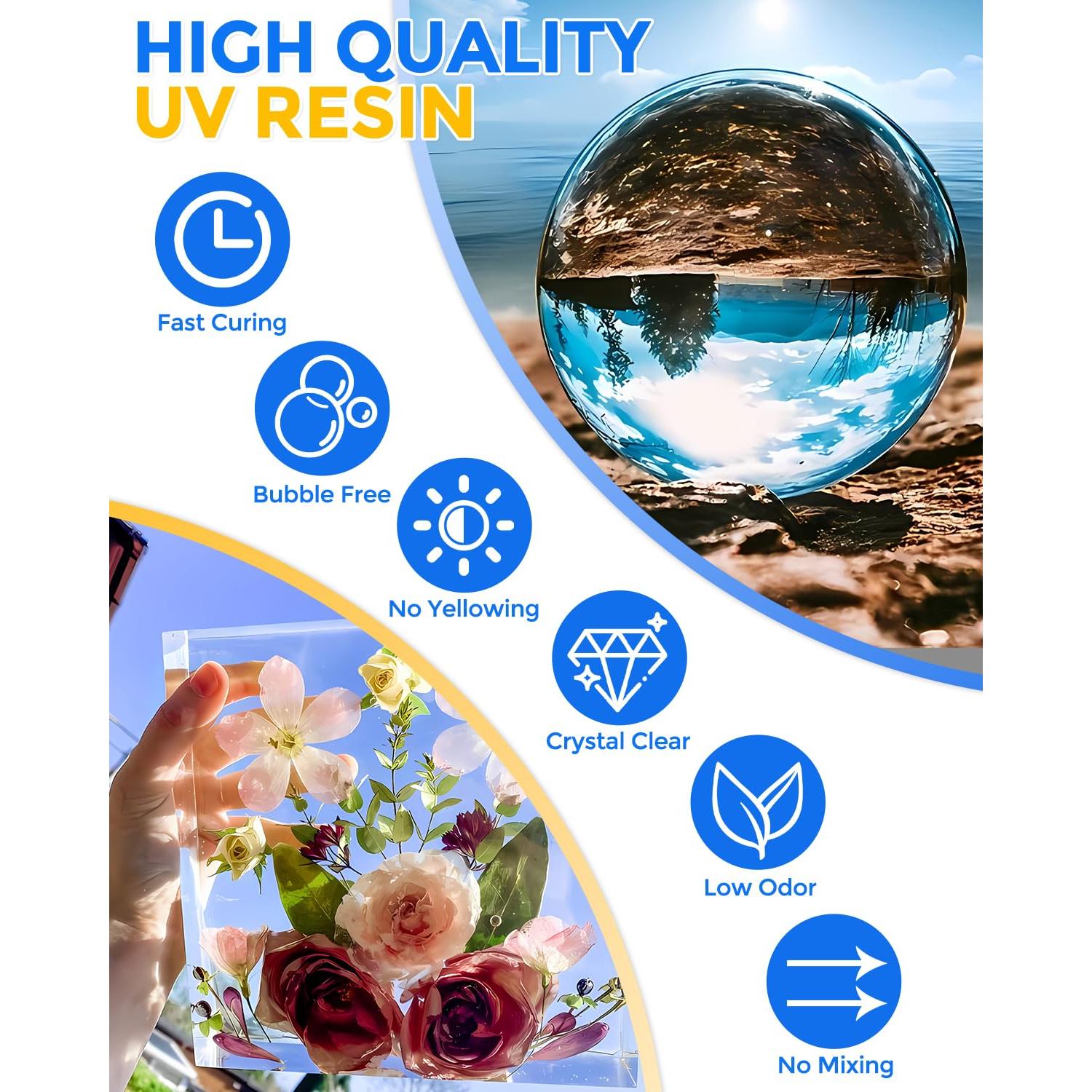 Resina UV 1000g INCLY Transparente Cristal Curado Rápido