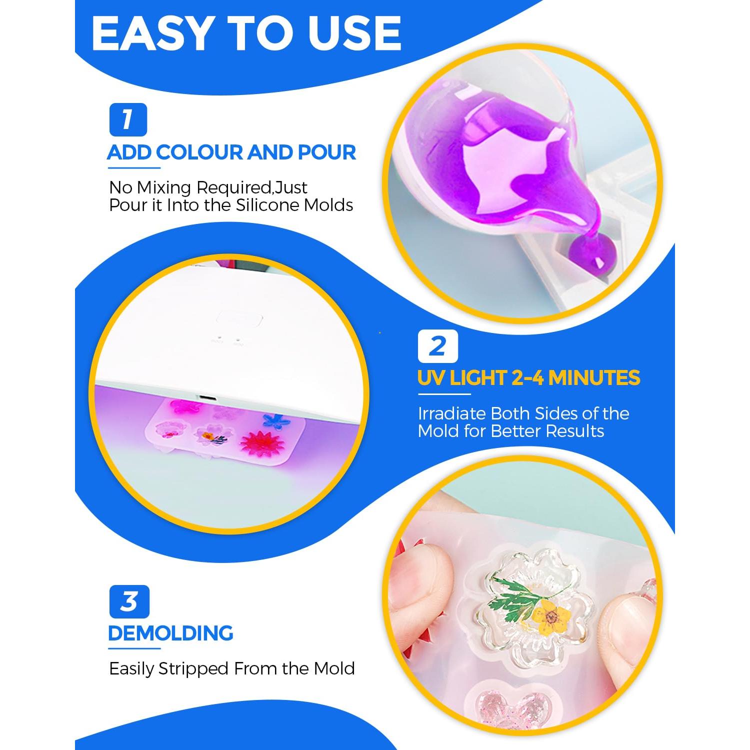 Resina UV 1000g INCLY Transparente Cristal Curado Rápido