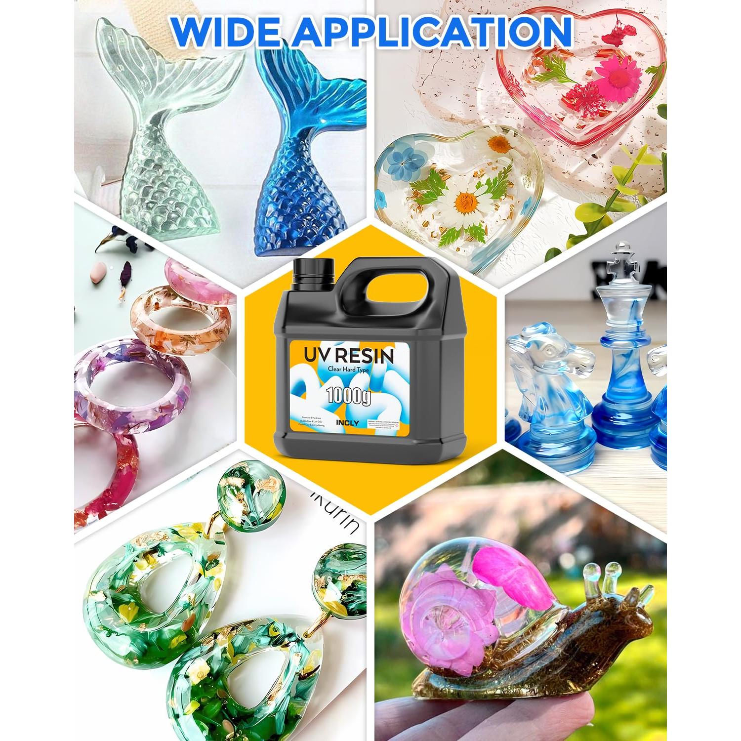 Resina UV 1000g INCLY Transparente Cristal Curado Rápido