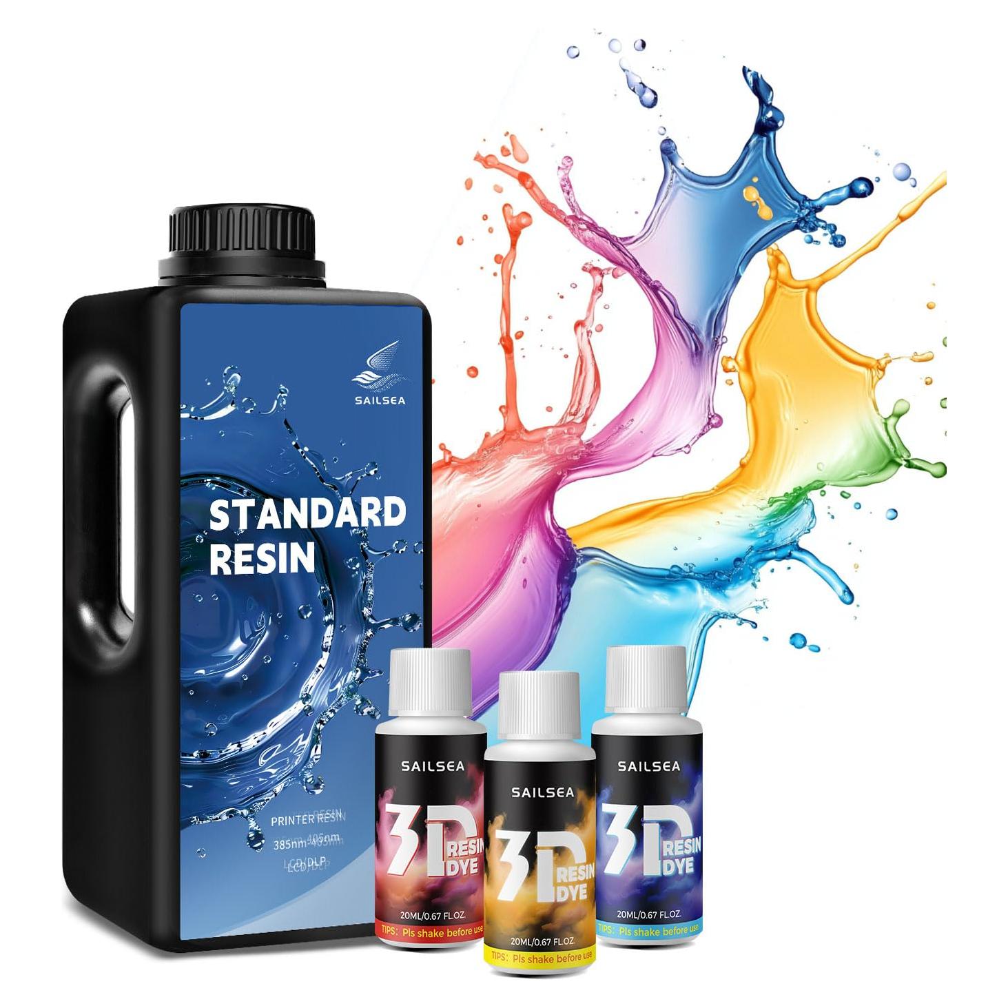 Tinte de Resina 3D Sailsea 1000ml + 60ml Fluorescente UV