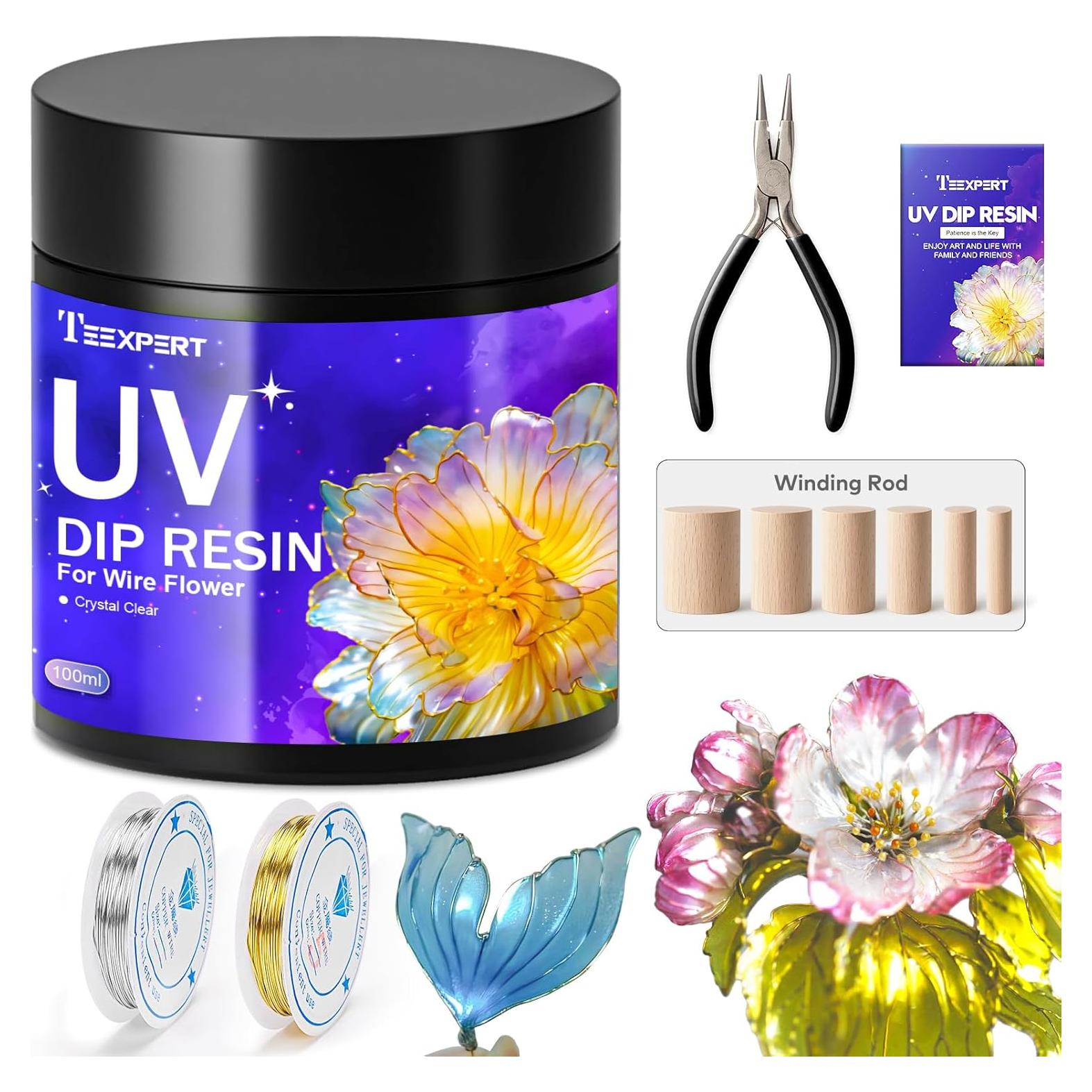 Kit de Resina UV Teexpert 100g para Joyería y Flores DIY