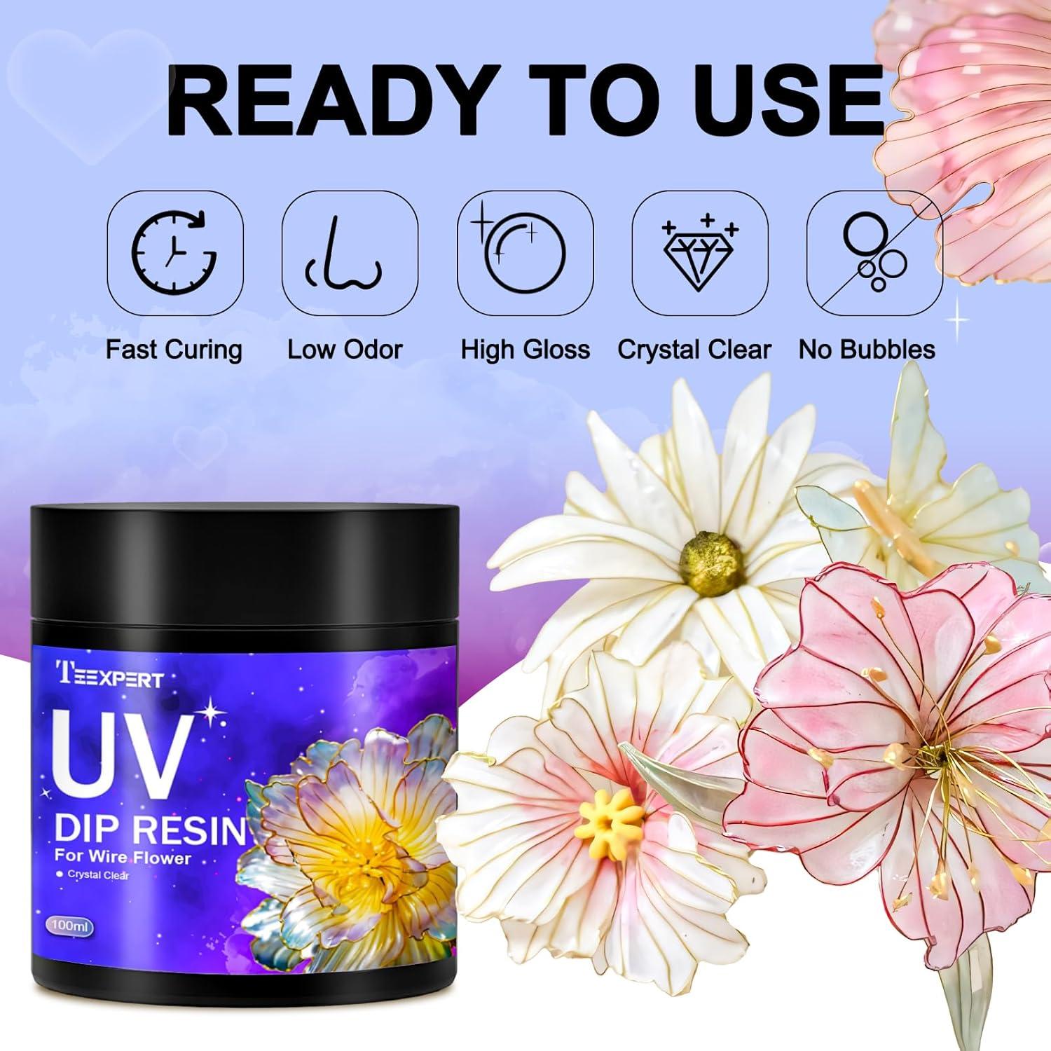 Kit de Resina UV Teexpert 100g para Joyería y Flores DIY