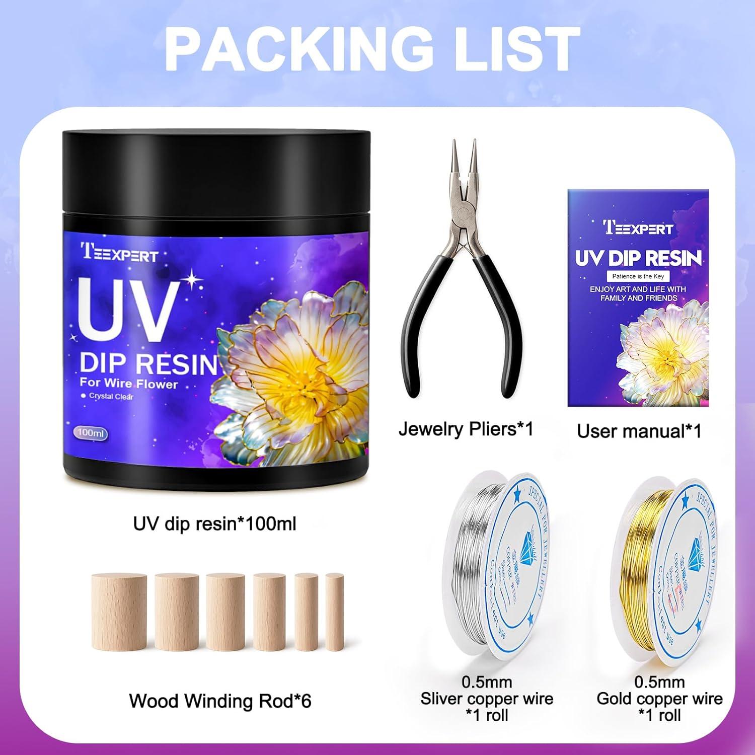 Kit de Resina UV Teexpert 100g para Joyería y Flores DIY
