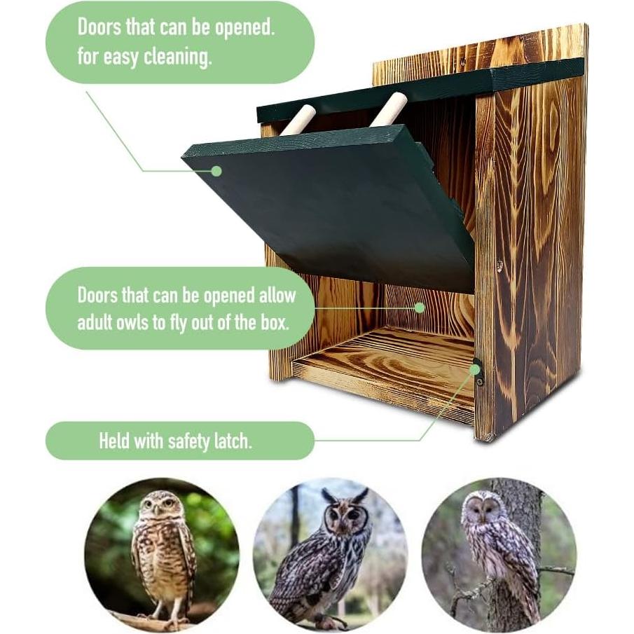 Casa de Búho para Exterior JJI 24.89x17.78cm Madera de Cedro