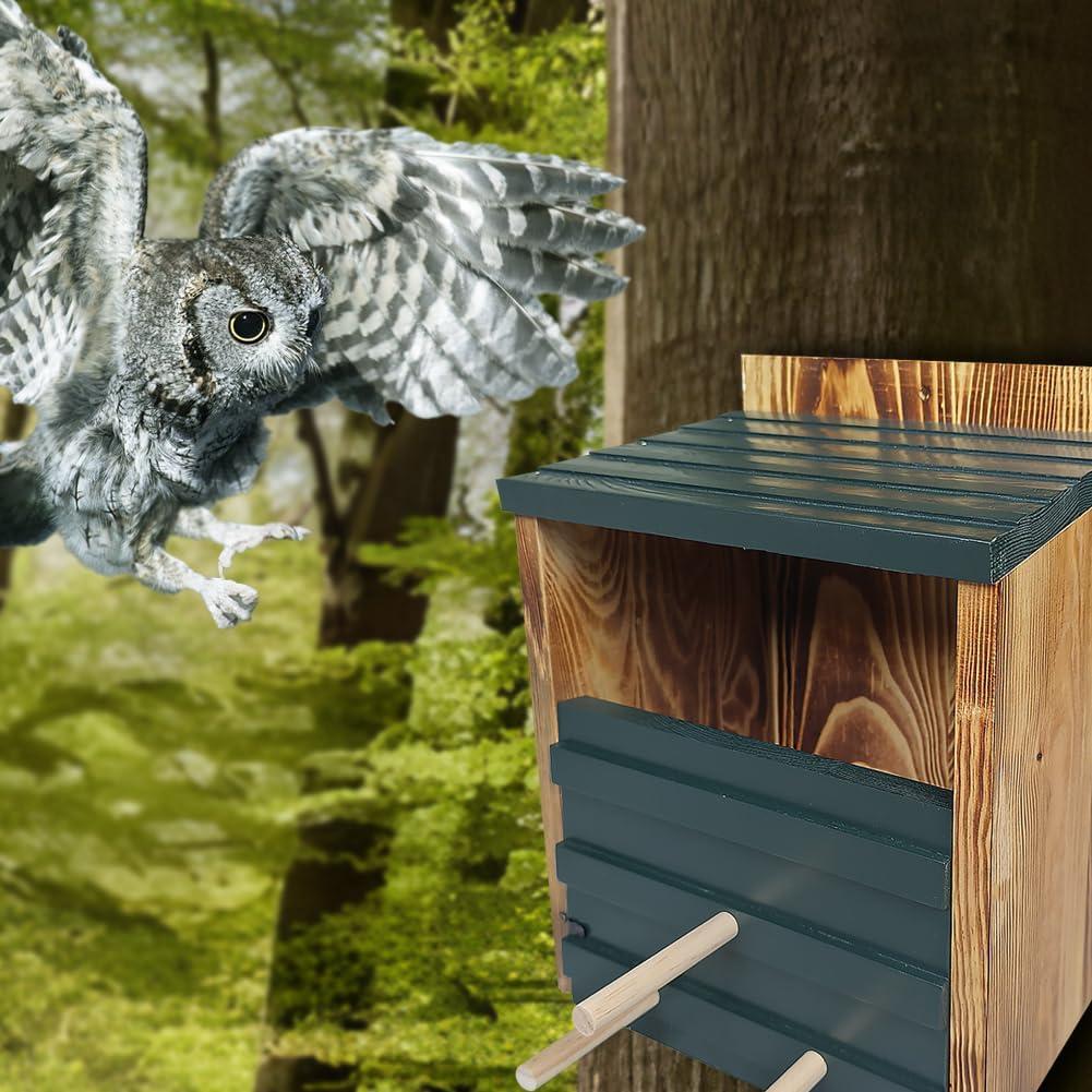 Casa de Búho para Exterior JJI 24.89x17.78cm Madera de Cedro