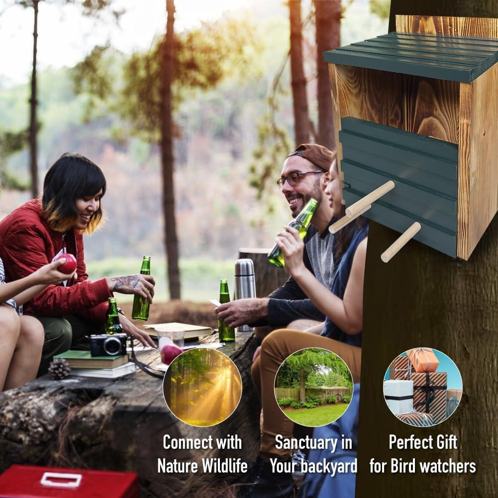 Casa de Búho para Exterior JJI 24.89x17.78cm Madera de Cedro