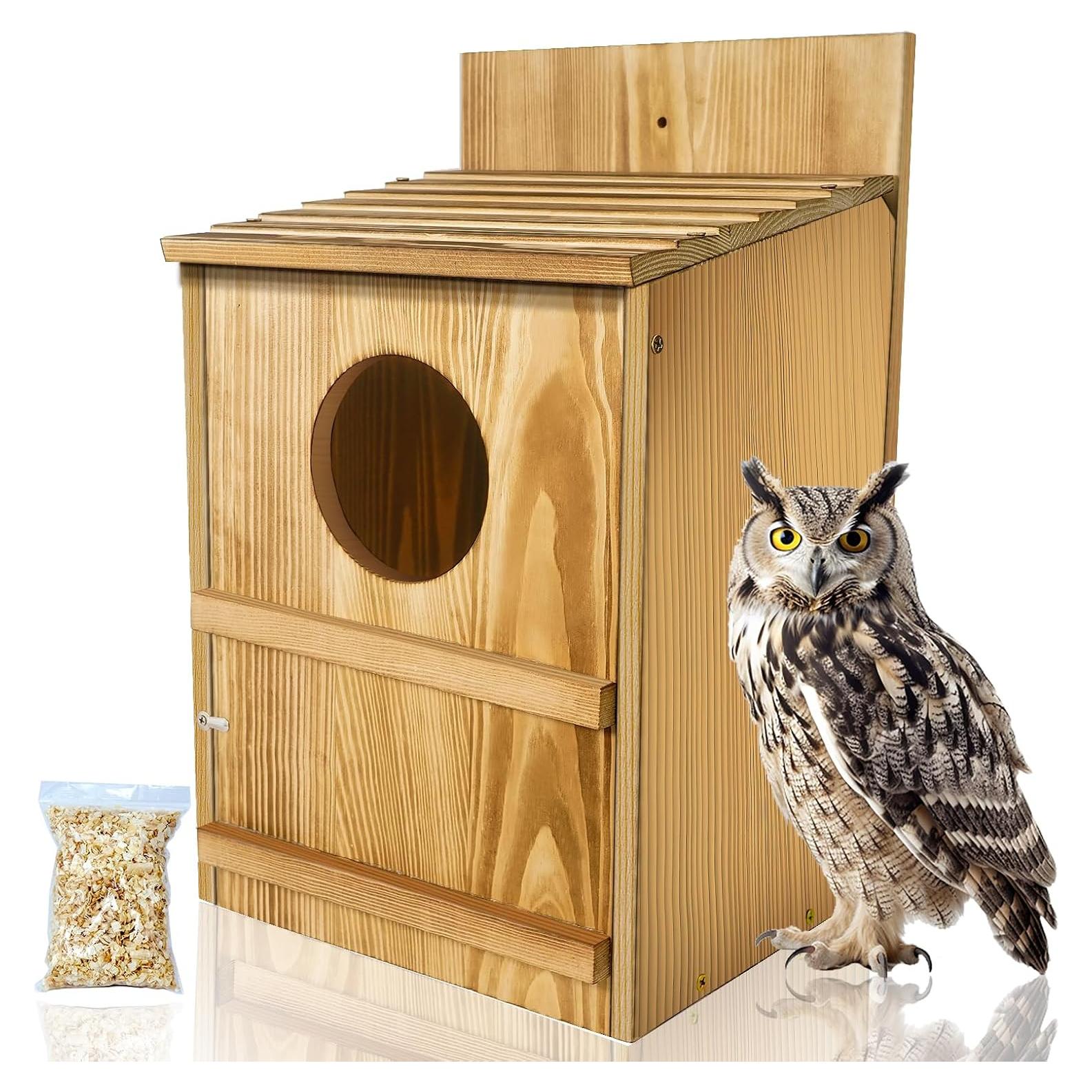 Casa de Búhos de Madera MAYETORI 22.86x19.05x37.85 cm