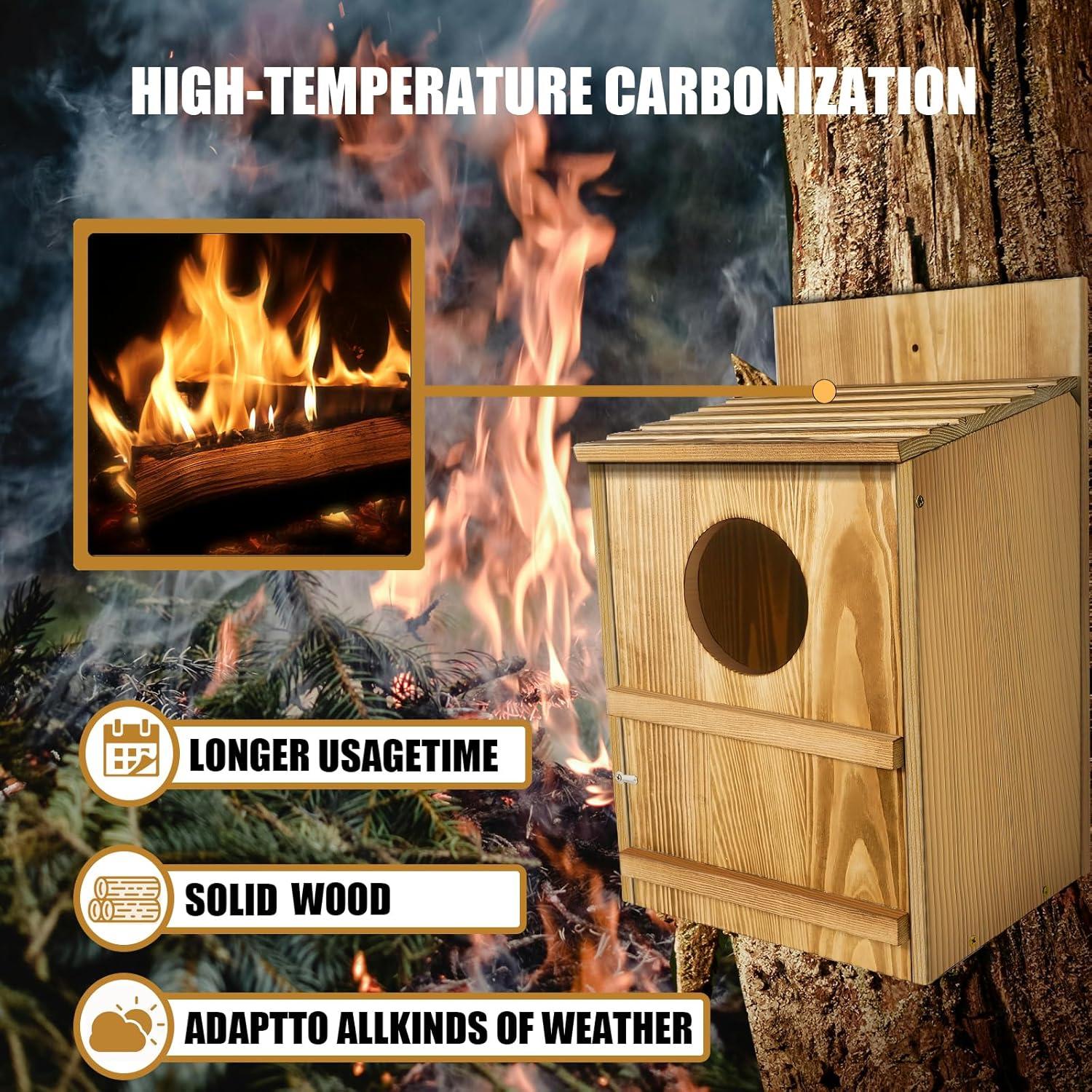 Casa de Búhos de Madera MAYETORI 22.86x19.05x37.85 cm