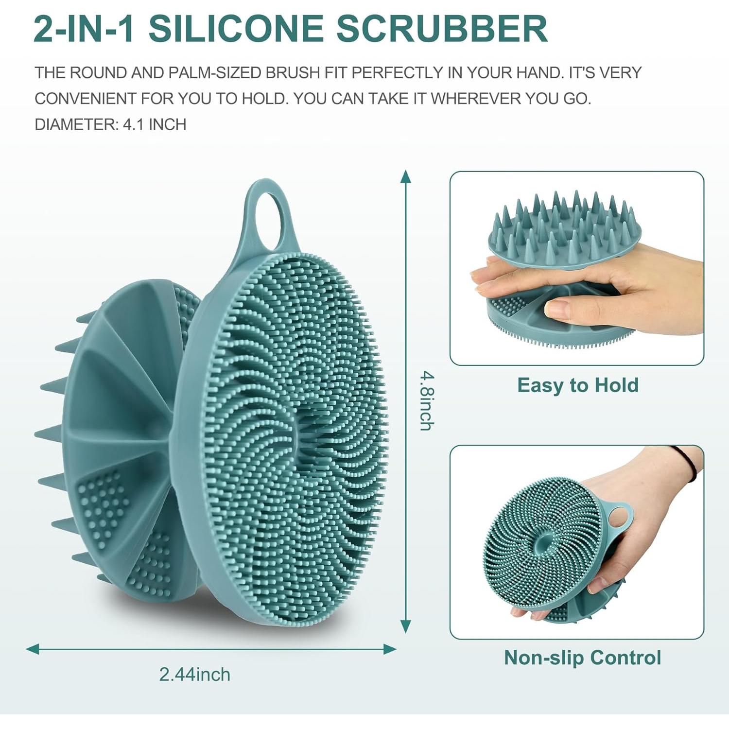 Cepillo de Ducha Silicona 2 en 1 INNERNEED Verde Oscuro