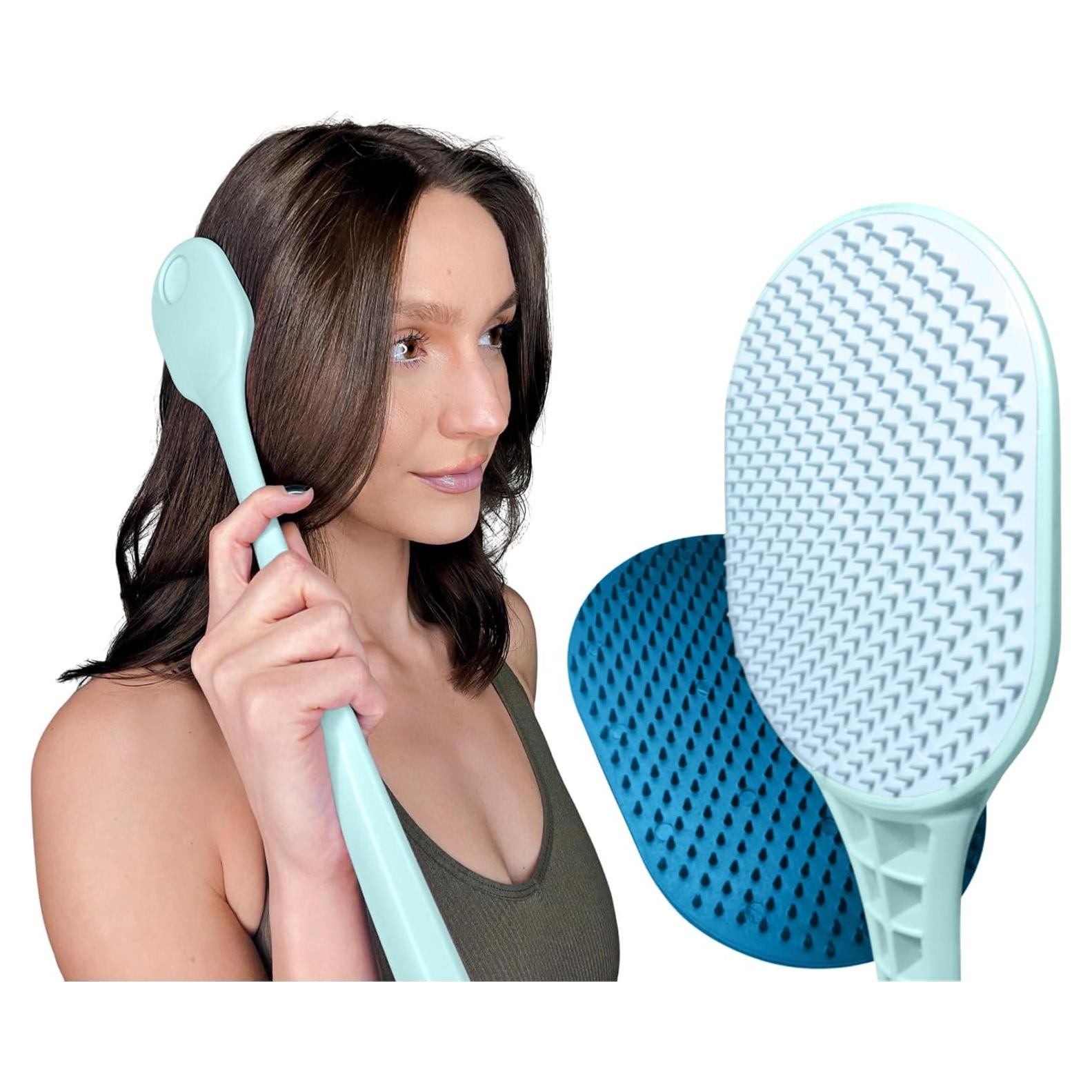 Rascador Corporal Ergonomico Azul - Masajeador de Espalda y Cuero Cabelludo