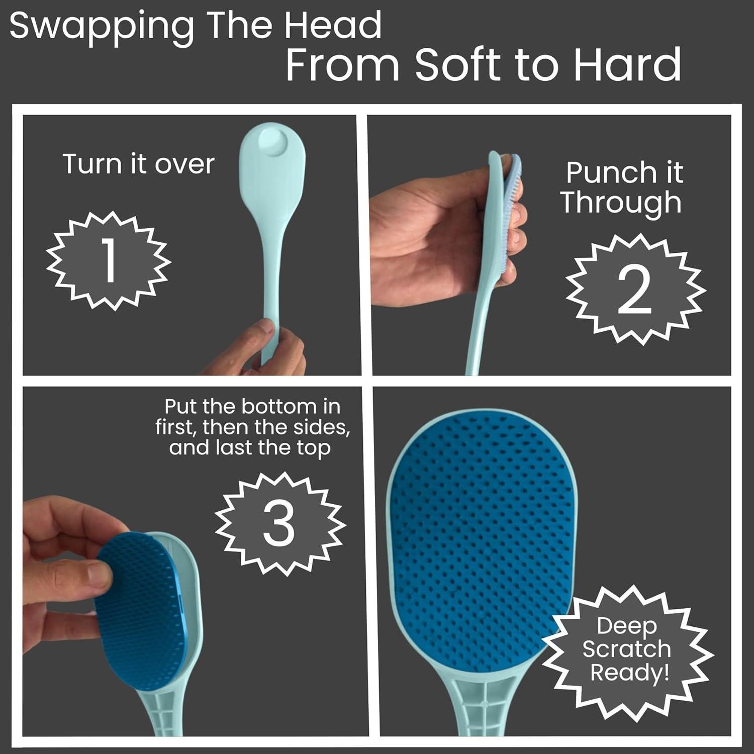 Rascador Corporal Ergonomico Azul - Masajeador de Espalda y Cuero Cabelludo