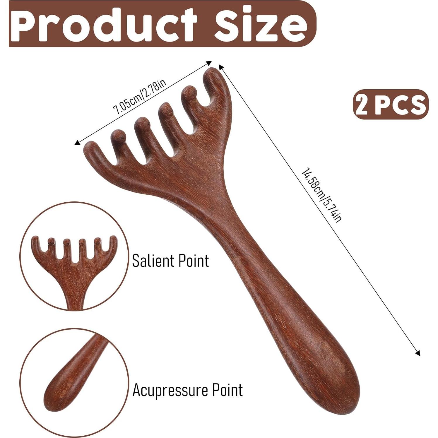 Masajeador de cuero cabelludo de madera Qianyu 2 Pcs 14.58x7.05 cm