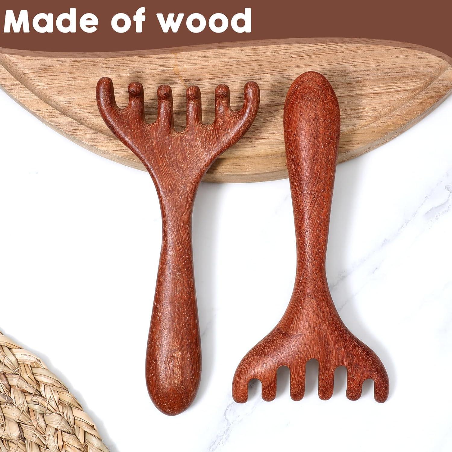 Masajeador de cuero cabelludo de madera Qianyu 2 Pcs 14.58x7.05 cm