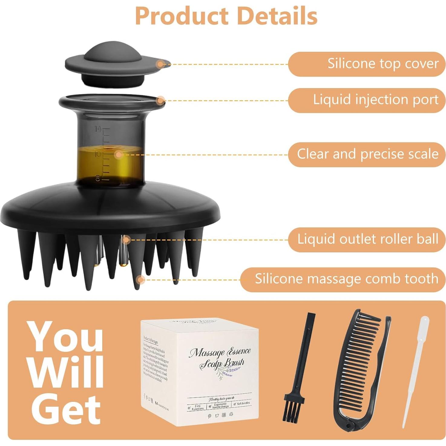 Aplicador de Aceite para Cabello Vilike 2 en 1 Masajeador