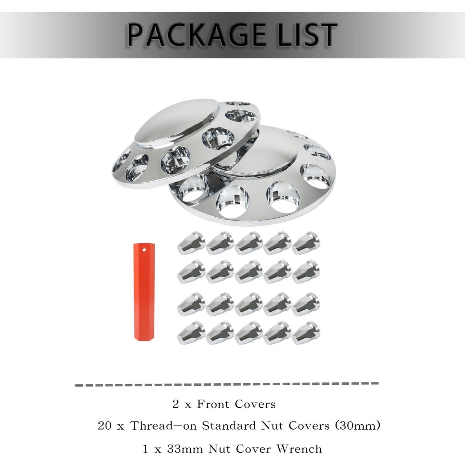 Cubiertas de Rueda Delantera Labwork 33mm Cromadas para Camiones