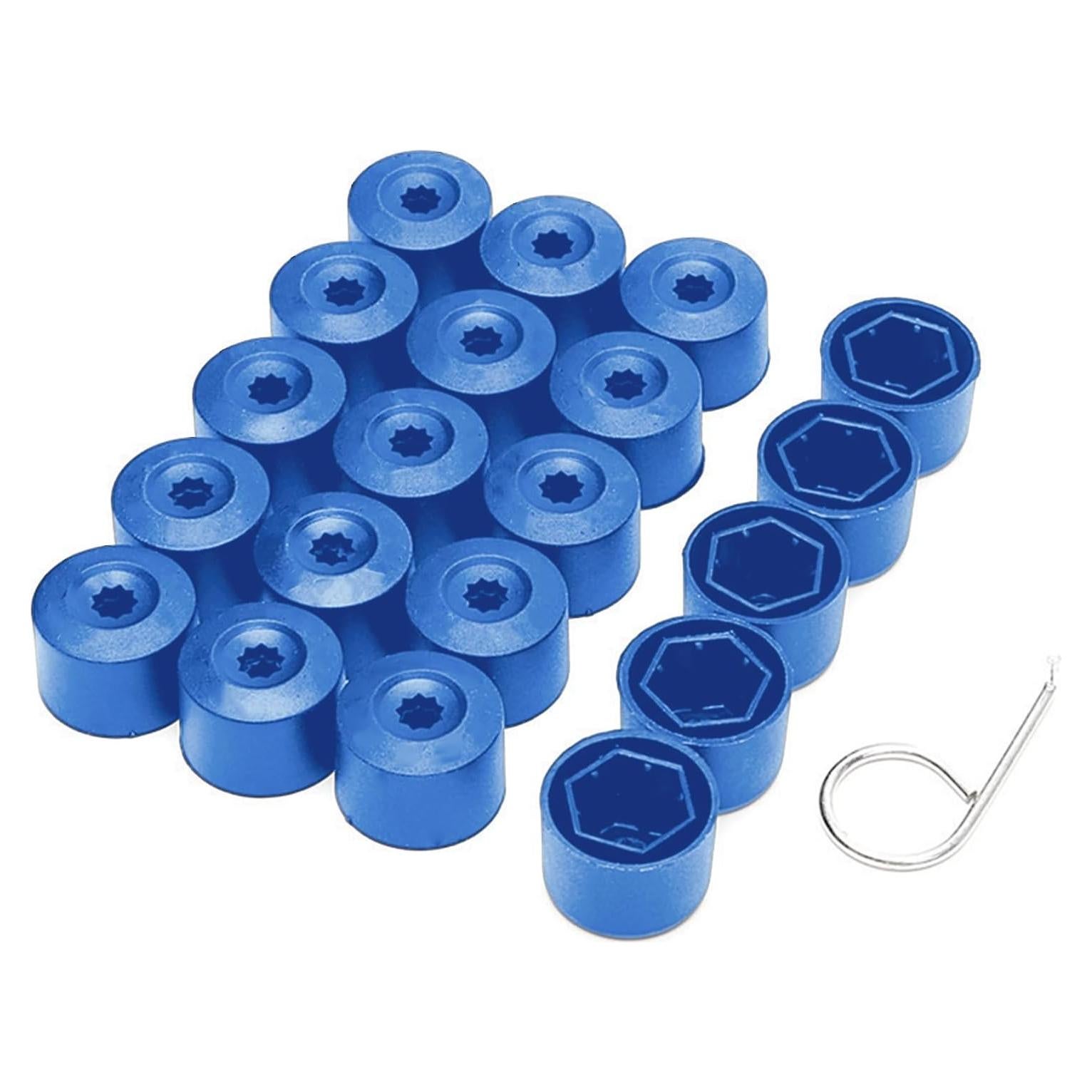 20 Cubiertas de Tuercas de Rueda JRYEM 17mm con Herramienta Azul
