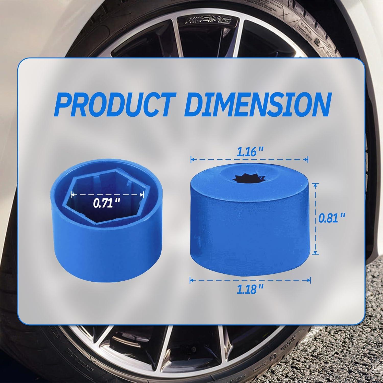 20 Cubiertas de Tuercas de Rueda JRYEM 17mm con Herramienta Azul