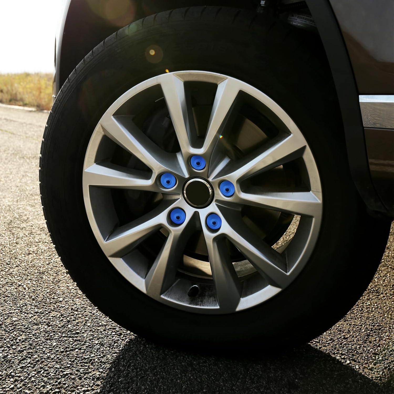 20 Cubiertas de Tuercas de Rueda JRYEM 17mm con Herramienta Azul