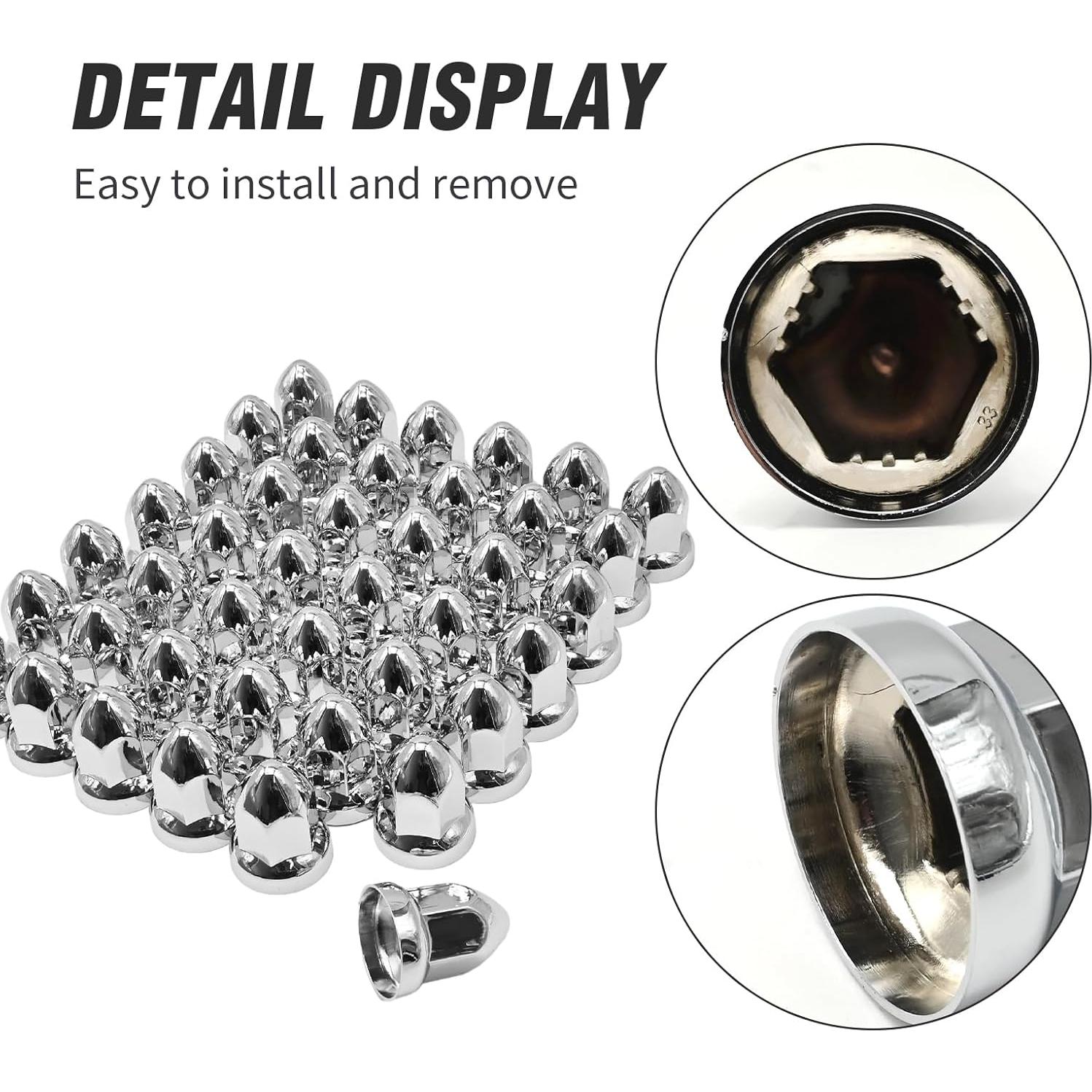 Cubiertas de Tuercas Cromadas VIKKSAER 33mm 60 Pcs con Brida