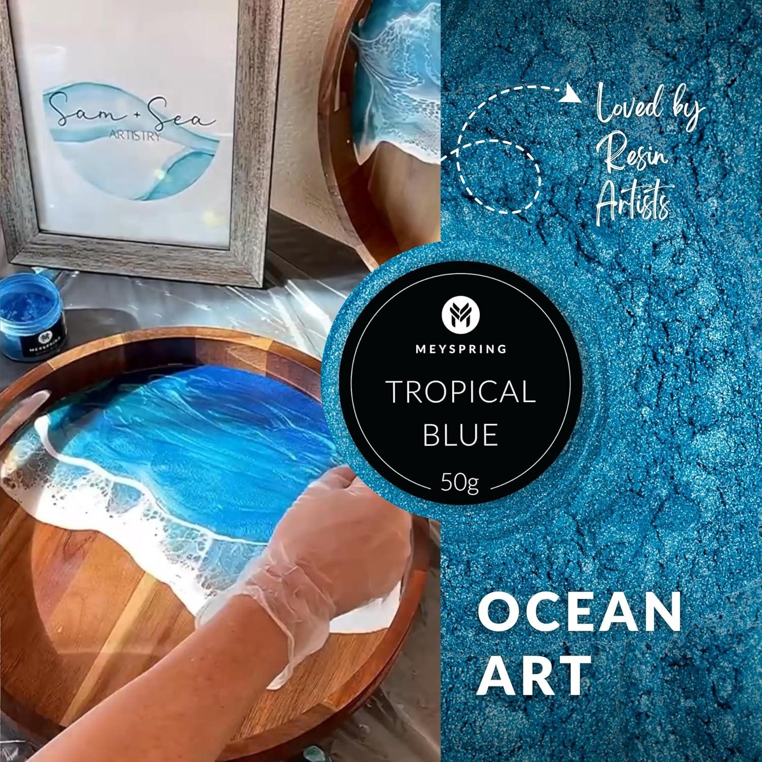 Pigmento Epóxico Azul Tropical MEYSPRING - 50 Gr - Arte en Resina