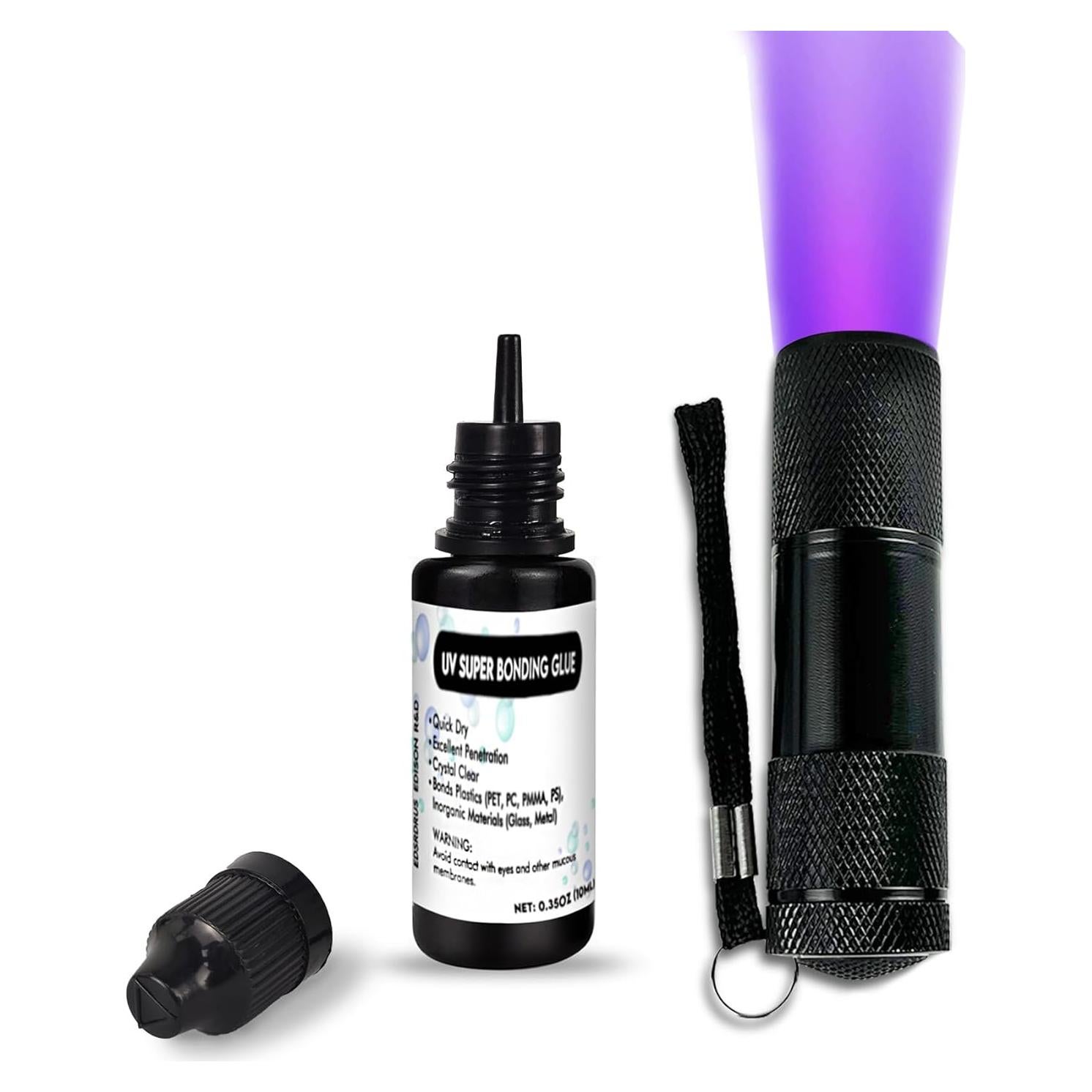 Kit de Pegamento UV EDSRDXS 10ml con Luz UV 3W para Plástico y Vidrio