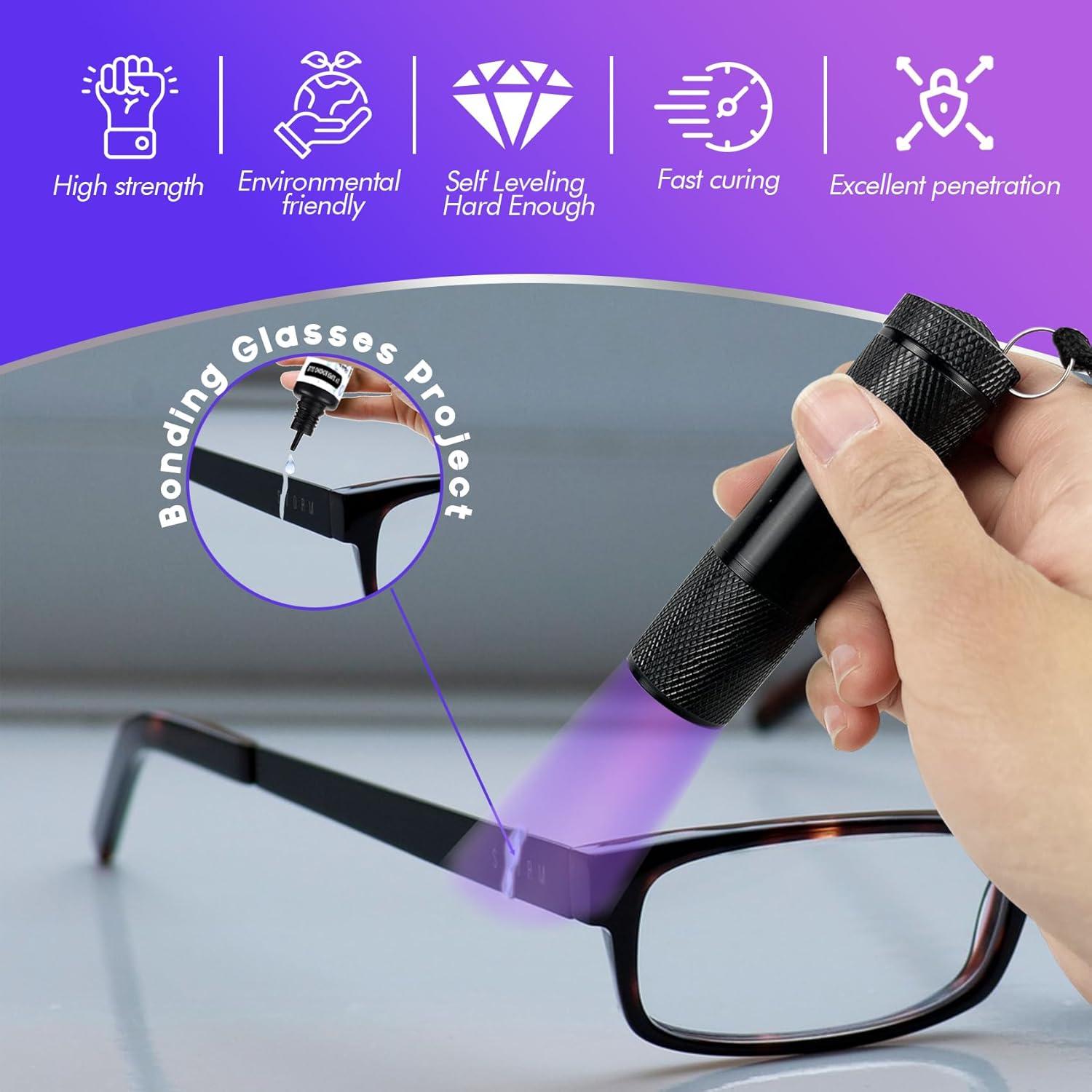 Kit de Pegamento UV EDSRDXS 10ml con Luz UV 3W para Plástico y Vidrio