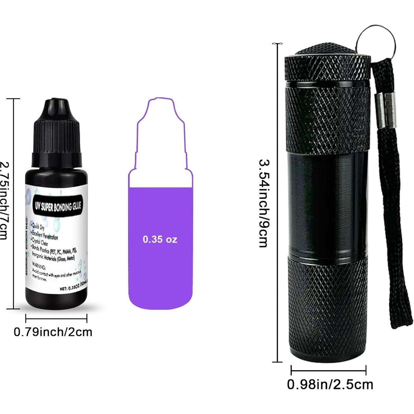 Kit de Pegamento UV EDSRDXS 10ml con Luz UV 3W para Plástico y Vidrio
