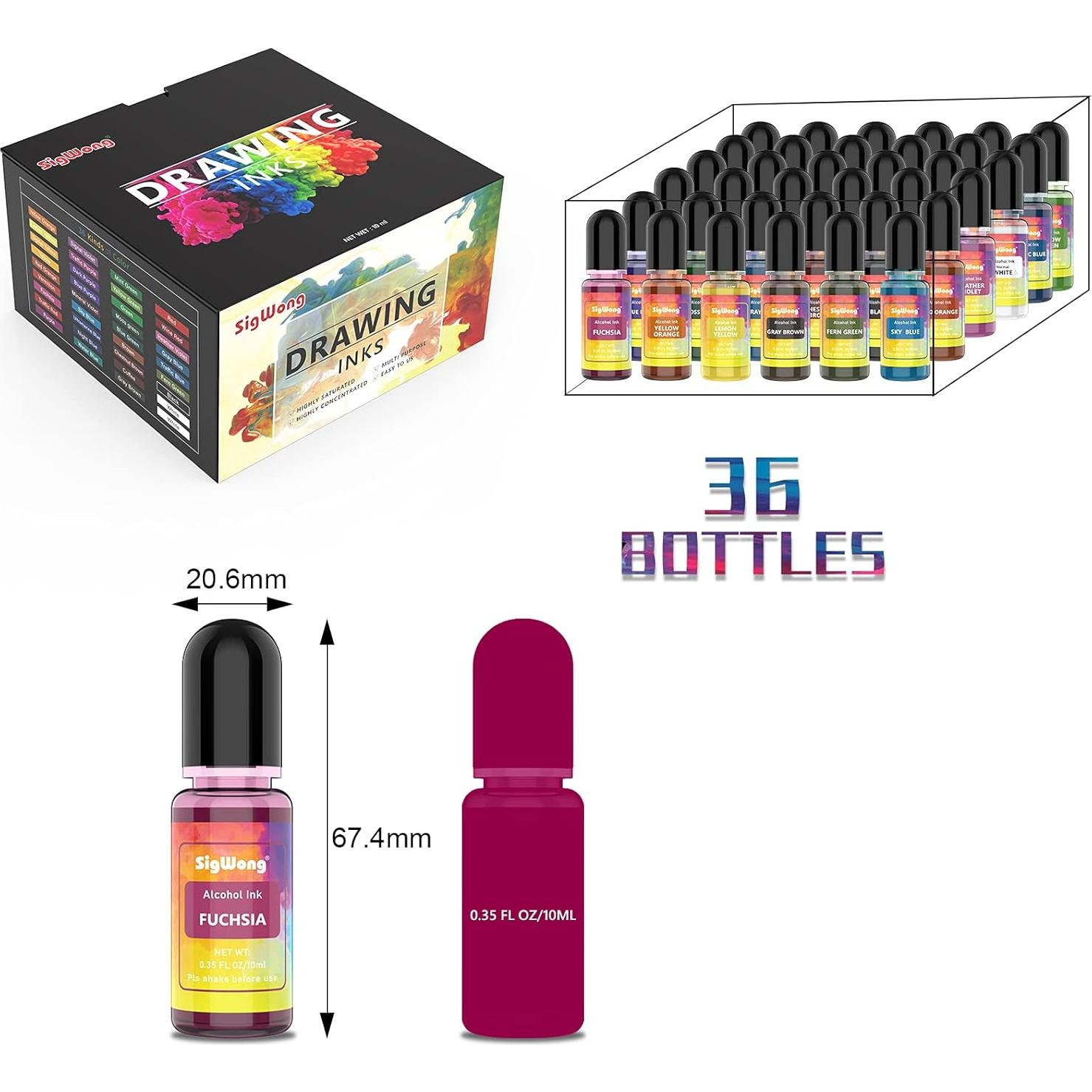 Juego de Tintas de Alcohol SigWong - 36 Colores 10ml