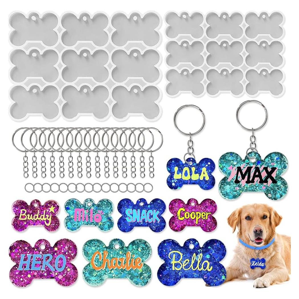 Moldes de Silicona ResinWorld para Etiquetas de Perro 16 Piezas