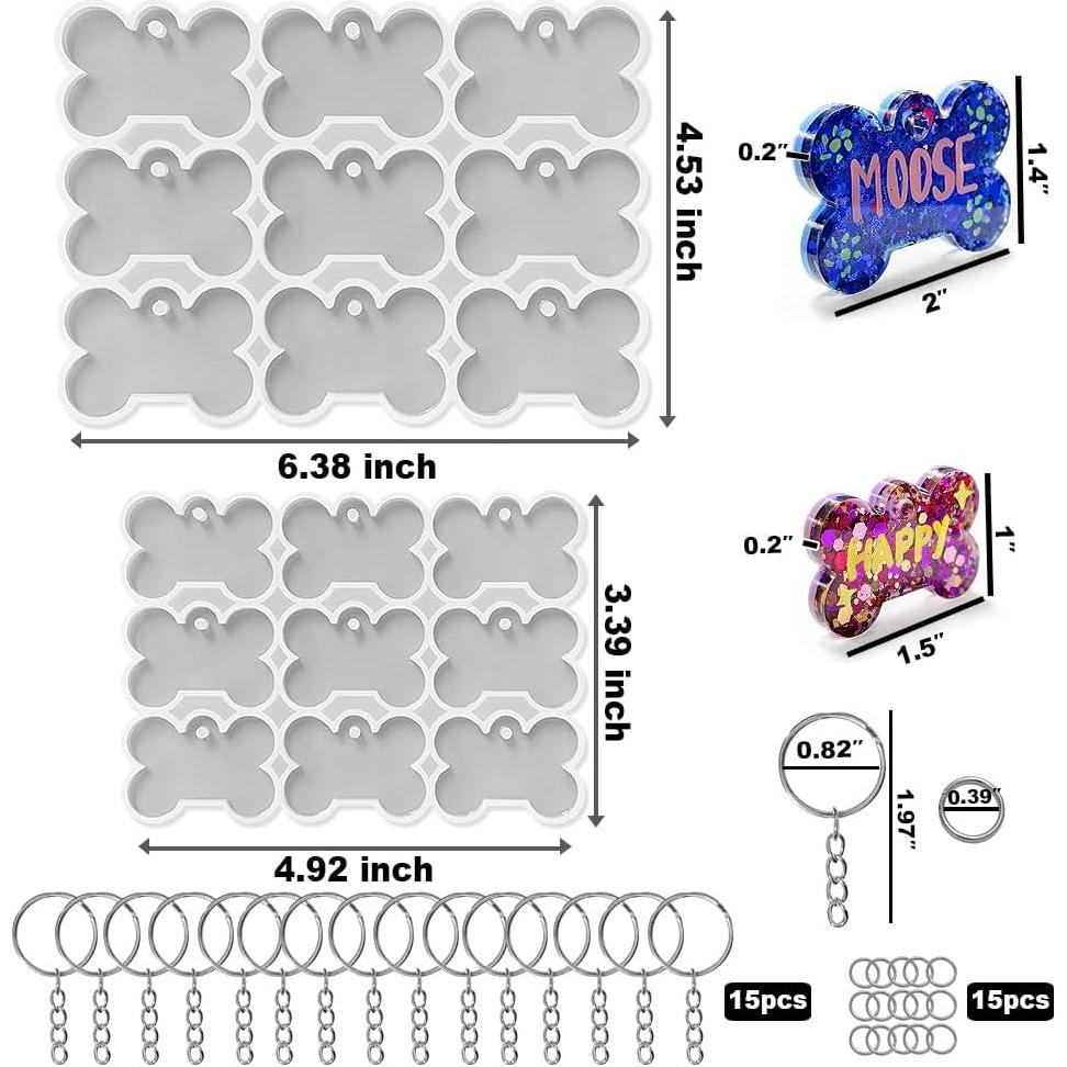 Moldes de Silicona ResinWorld para Etiquetas de Perro 16 Piezas