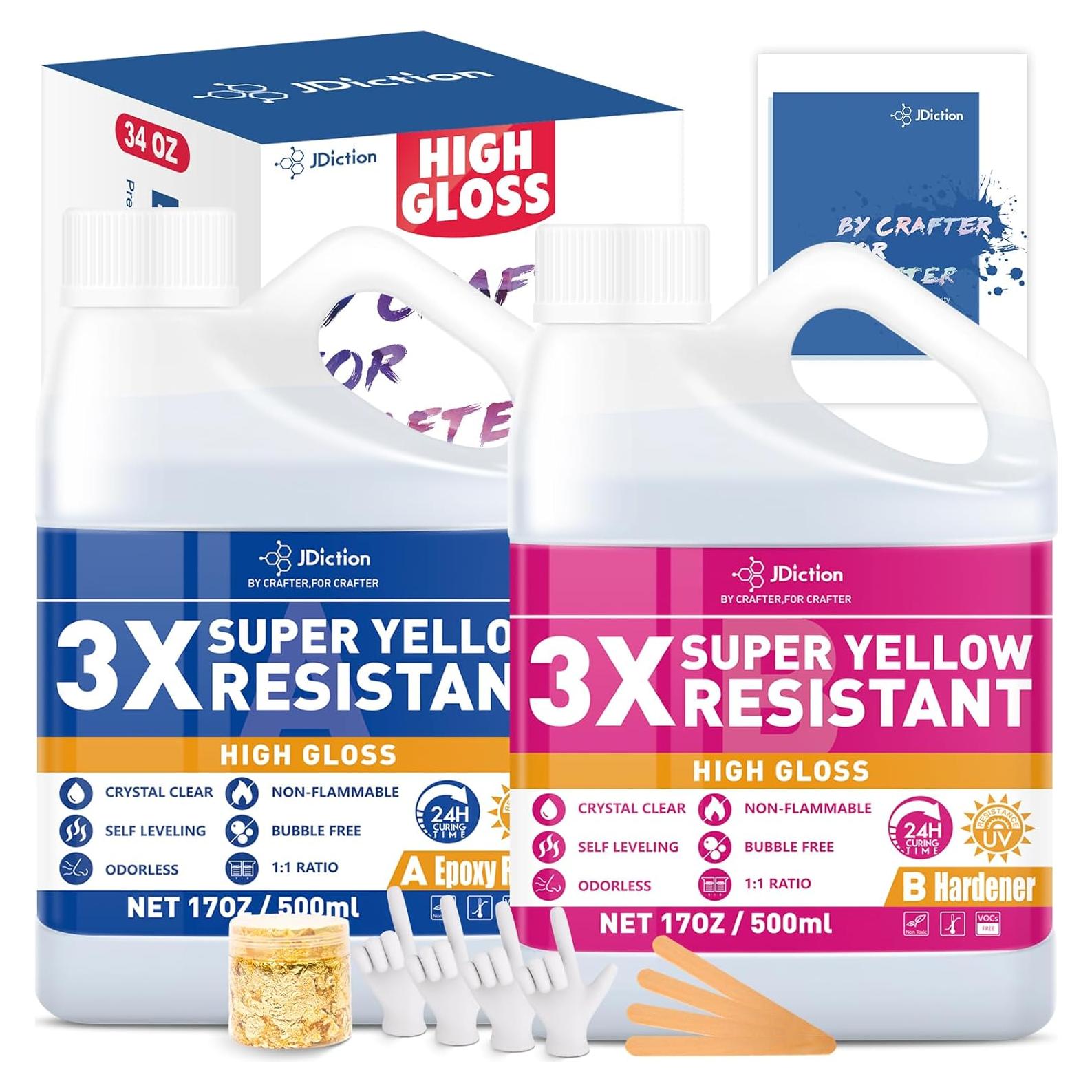 Resina Epóxica JDiction 1L Brillo Alto Autonivelante Transparente