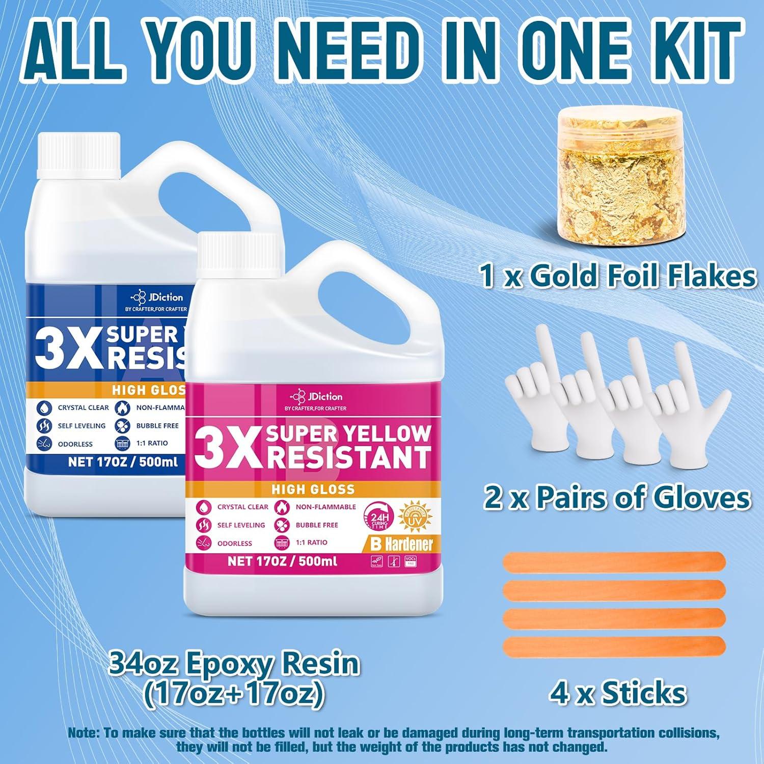 Resina Epóxica JDiction 1L Brillo Alto Autonivelante Transparente