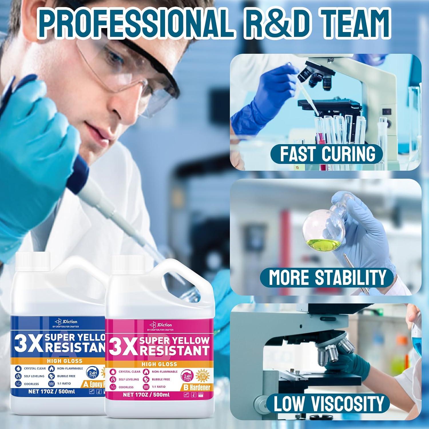 Resina Epóxica JDiction 1L Brillo Alto Autonivelante Transparente