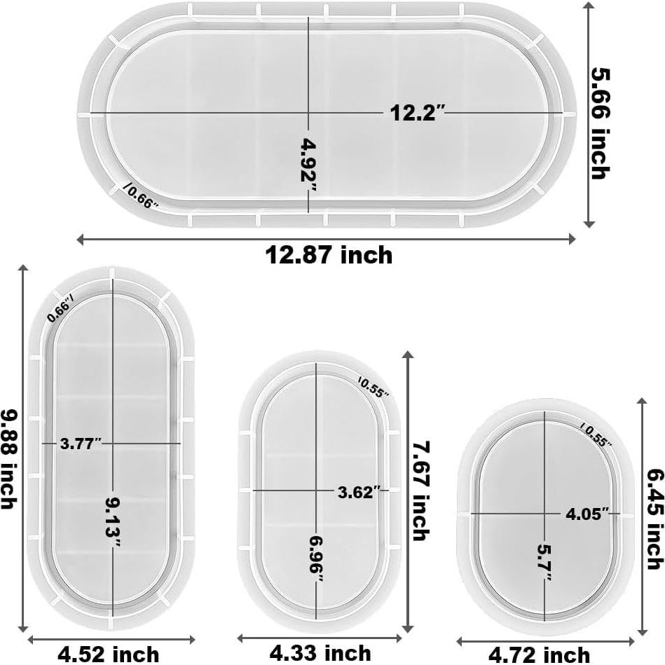Juego de Moldes de Silicona Ovalados ResinWorld - 4 Tamaños
