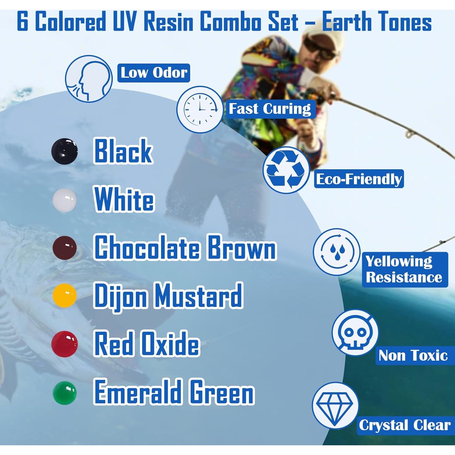 Riverruns Set de 6 Pegamentos UV Coloridos para Atado de Moscas