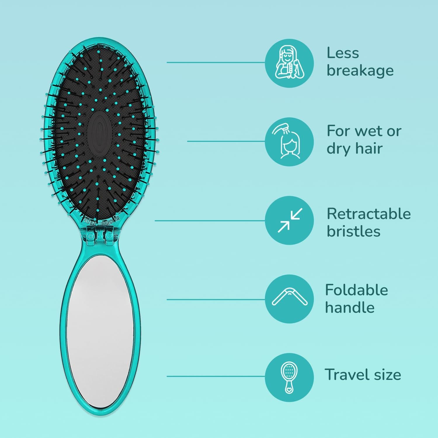 Wet Brush Pop Go Desenredador Plegable Teal 1 Cuenta