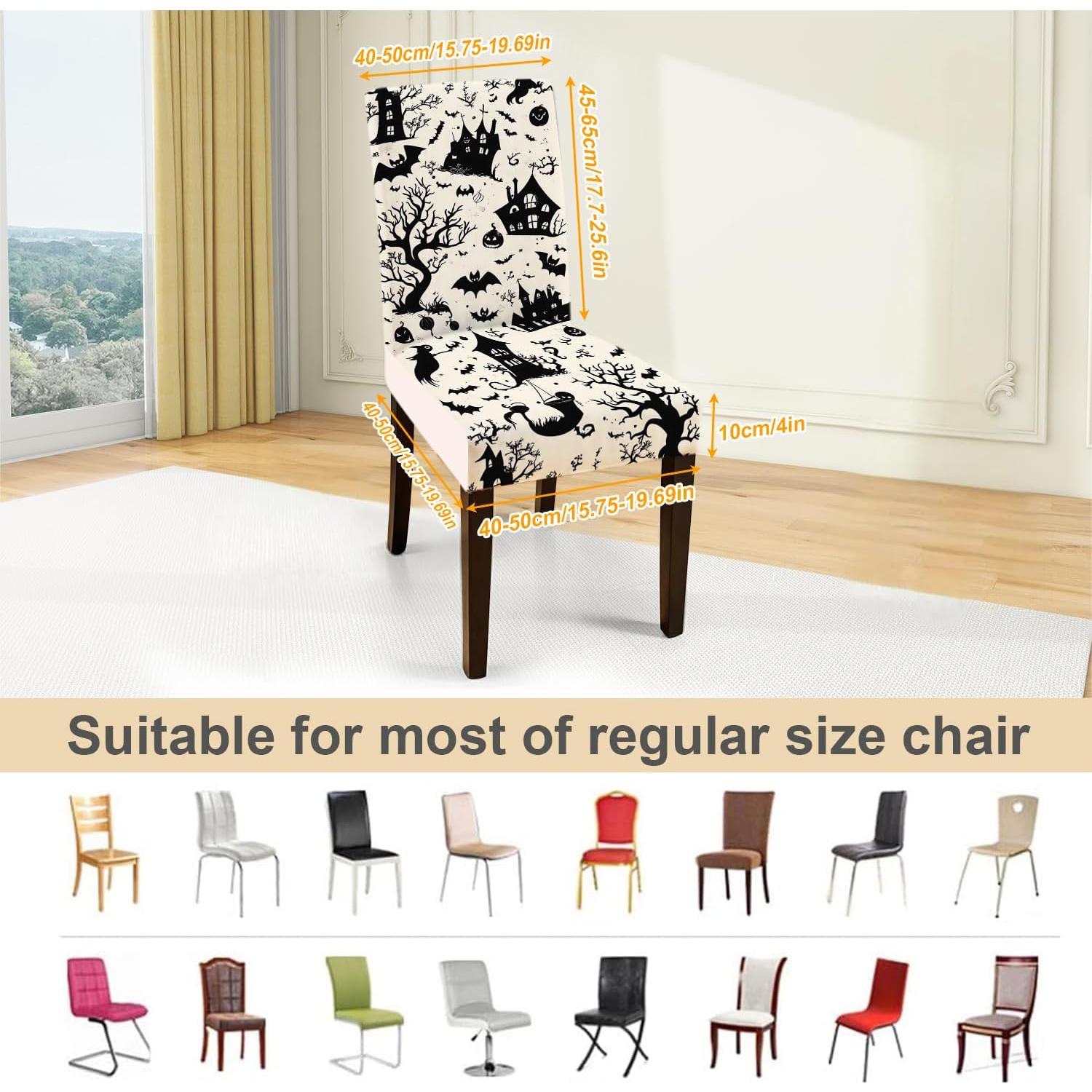 Fundas de Silla de Halloween THISFIND - 4 Piezas Elásticas