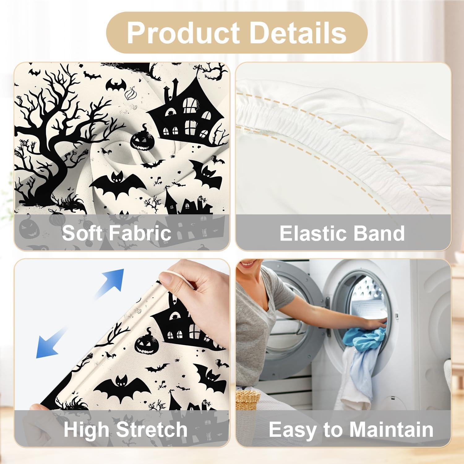 Fundas de Silla de Halloween THISFIND - 4 Piezas Elásticas