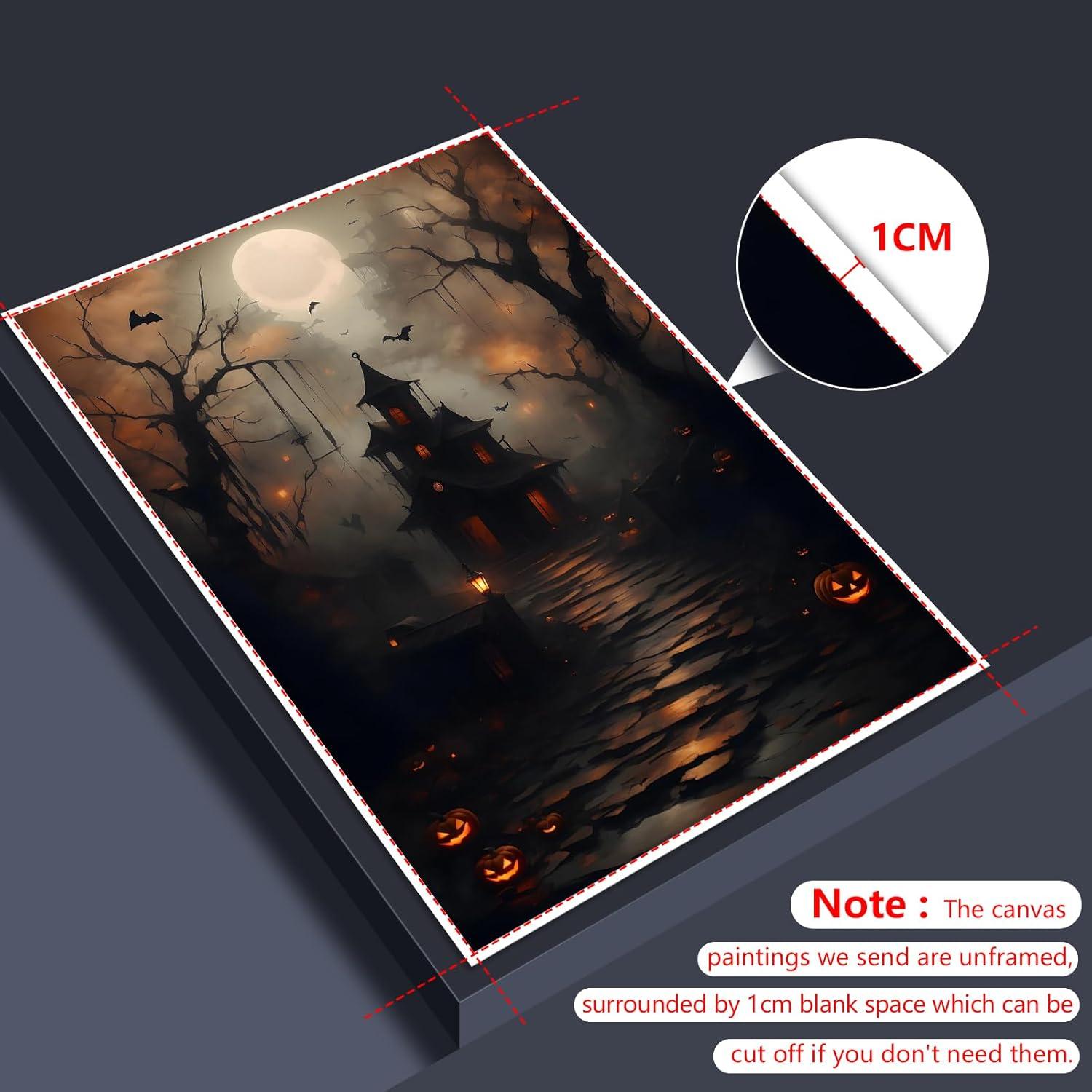 Cartel de Halloween Casa Embrujada en Lienzo 30x40 cm